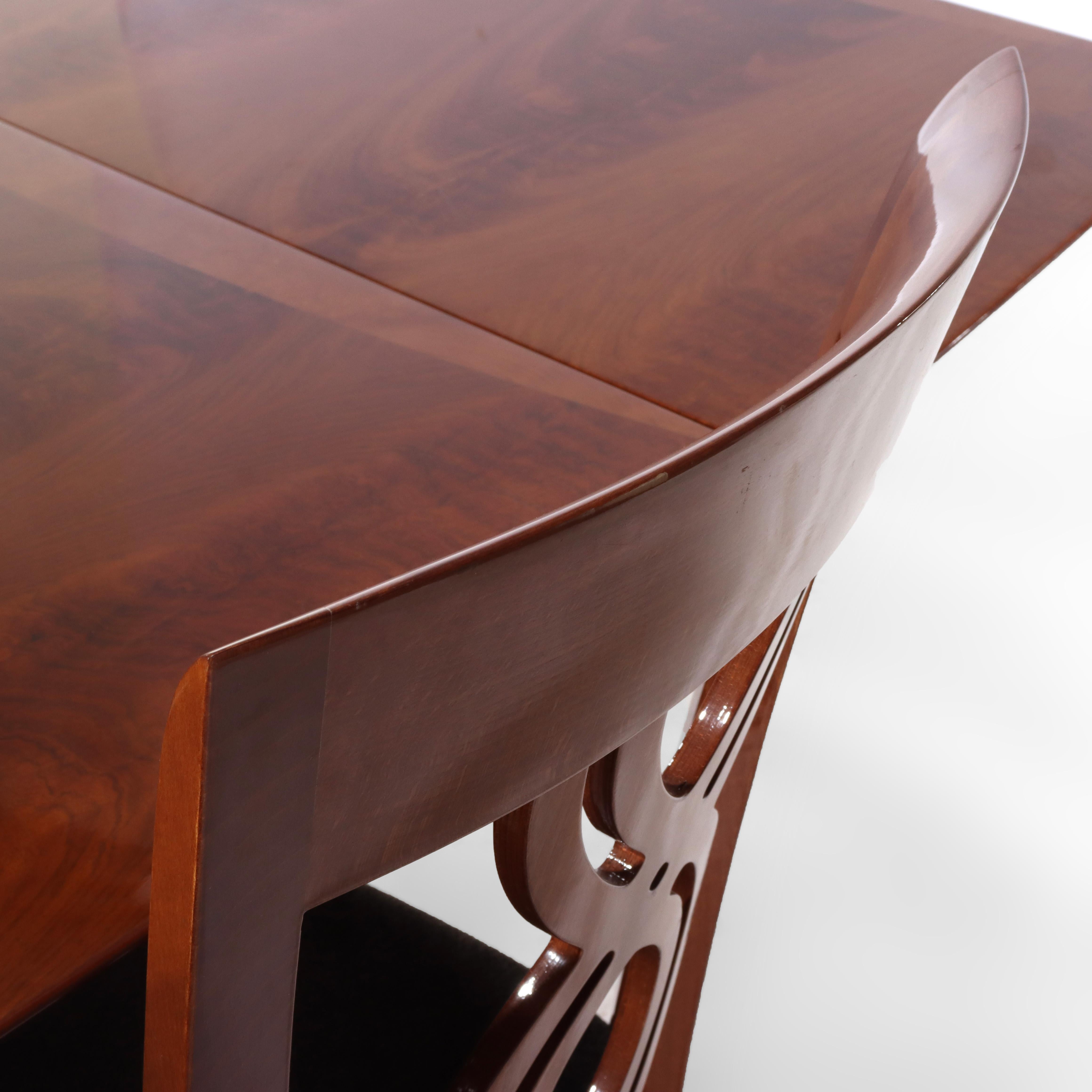 Mid Century Modern French Polished Italian Teakwood Dining Set c1970 For Sale 6