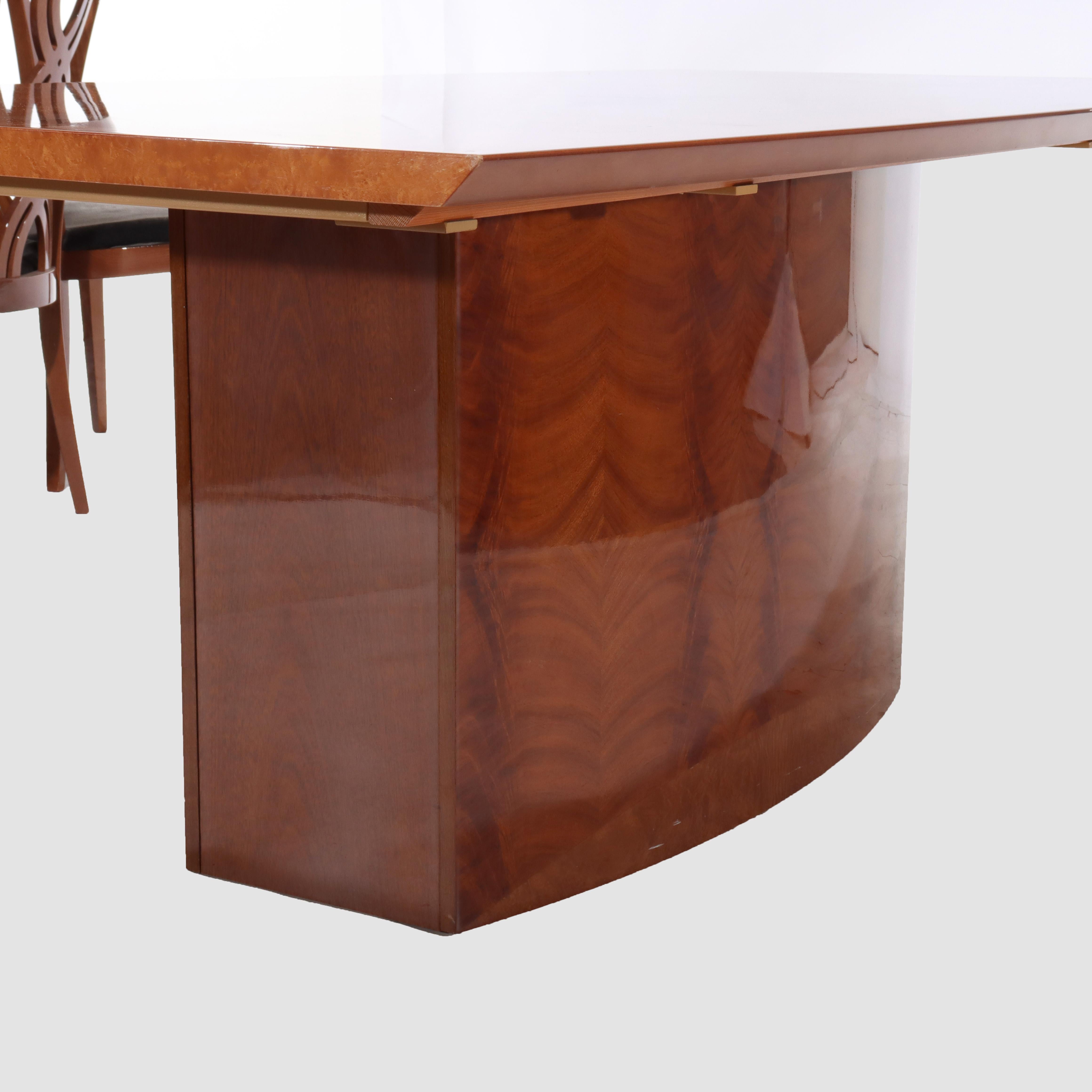 Mid Century Modern French Polished Italian Teakwood Dining Set c1970 For Sale 10