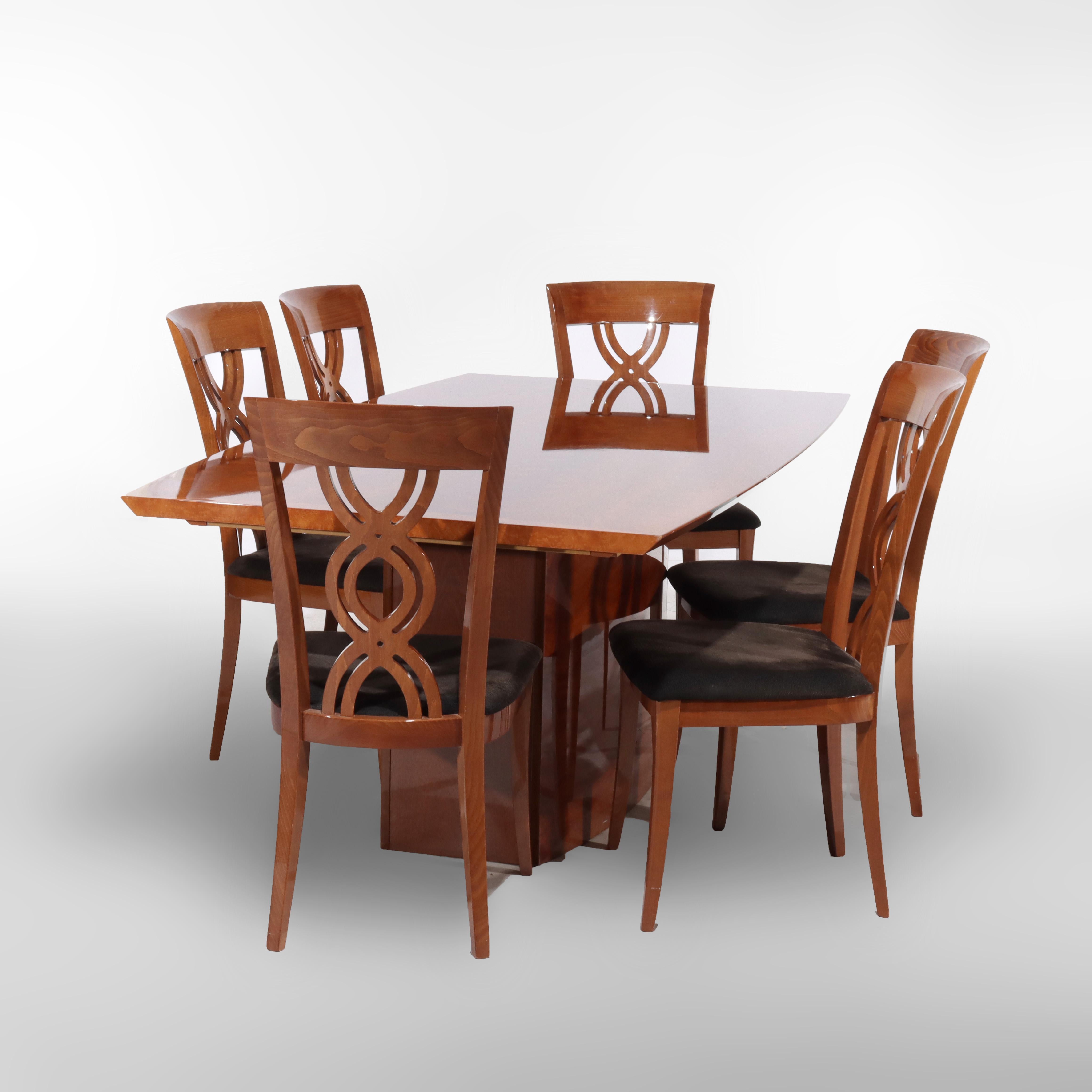 ***Reduced In-House Delivery Rates - Click on “Ask Seller” to Request a Quote***

Mid Century Modern French Polished Teakwood Dining Set, Table & 6 Chairs, Table & 6 Chairs, C1970 (Chairs - 39 1/8