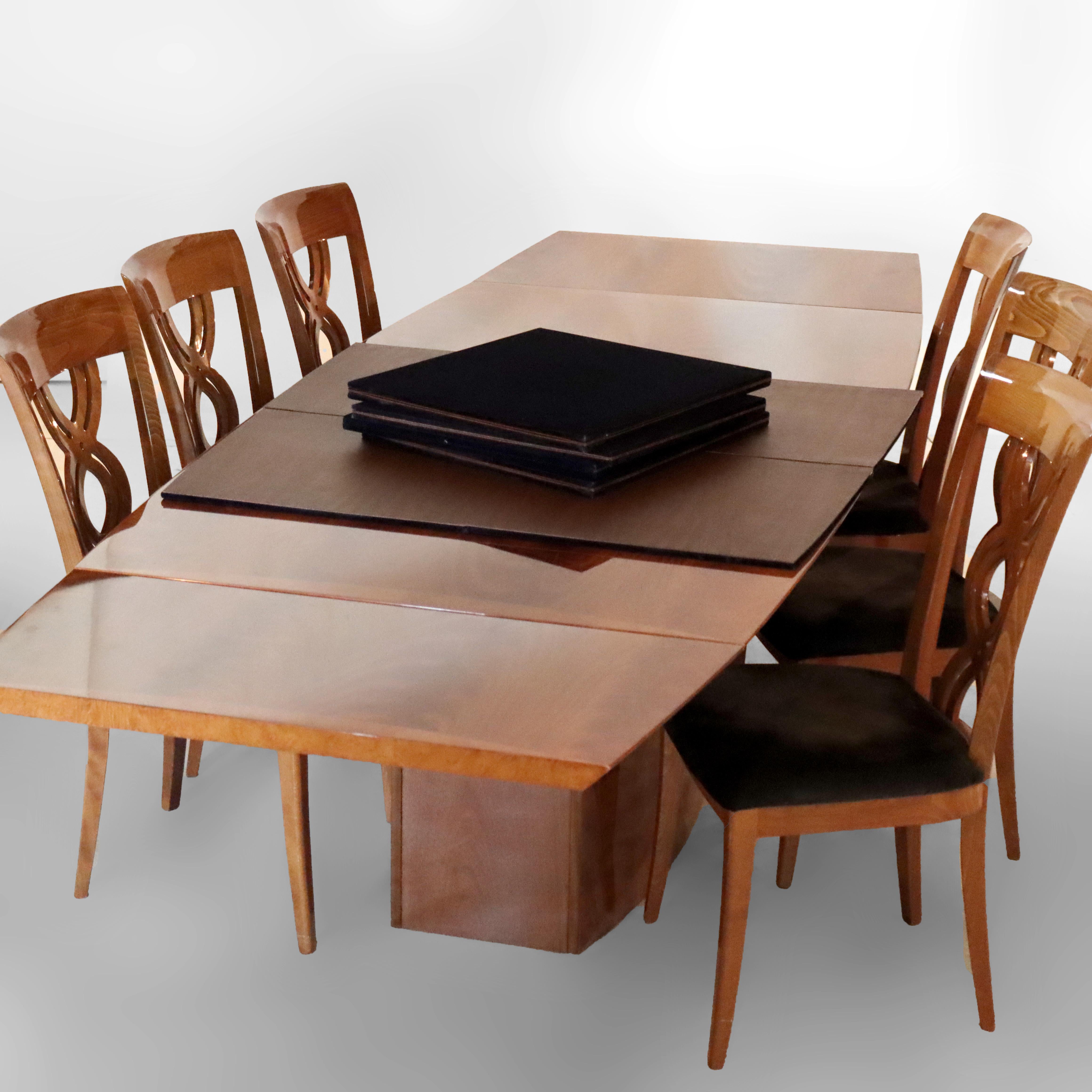 Mid Century Modern French Polished Italian Teakwood Dining Set c1970 For Sale 2