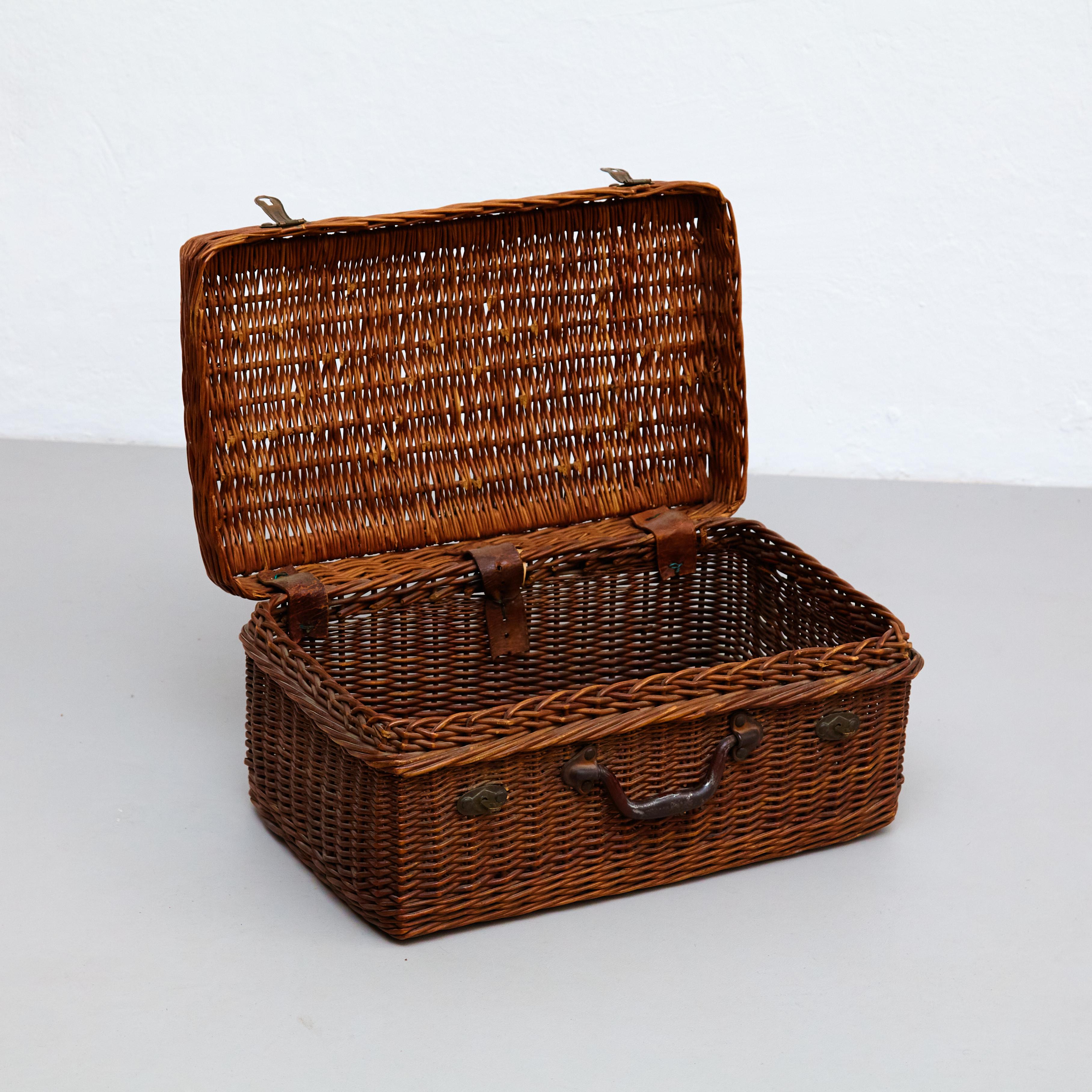 Mid-20th Century Mid-Century Modern French Rattan Basket, circa 1960 For Sale