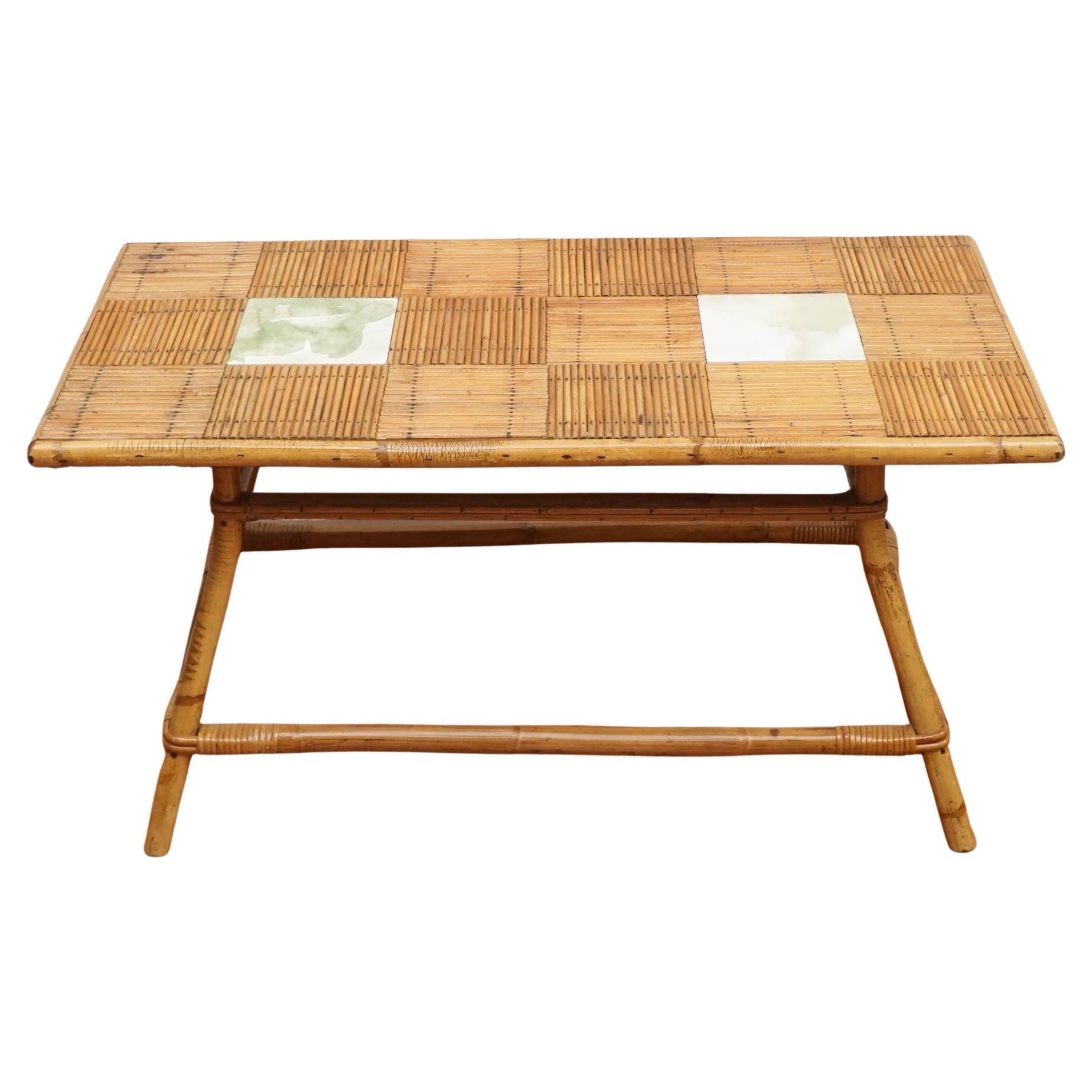 Mid Century Modern French Rattan Coffee Table