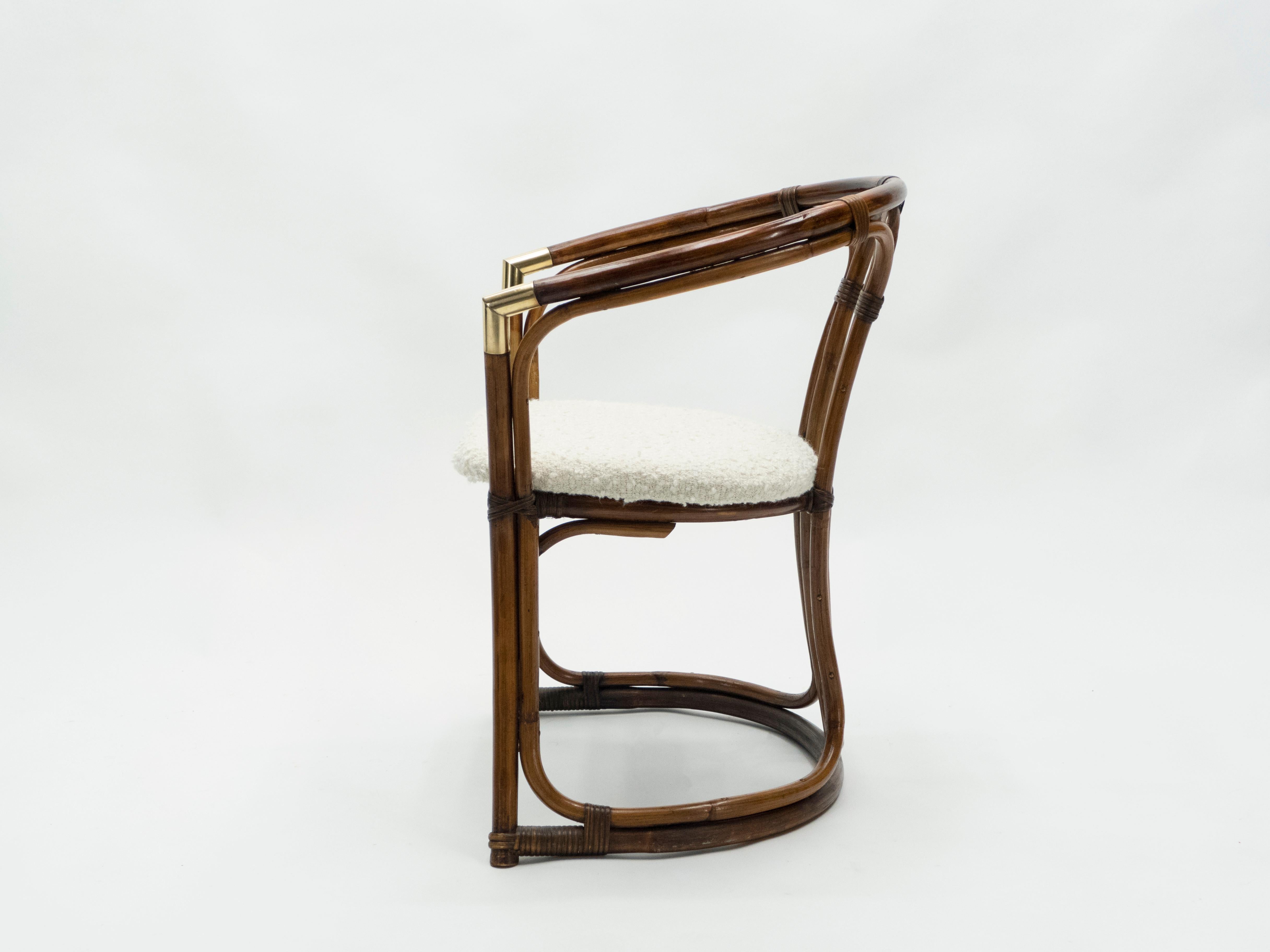 Mid-Century Modern French Riviera Bamboo and Brass Armchairs, 1960s 10