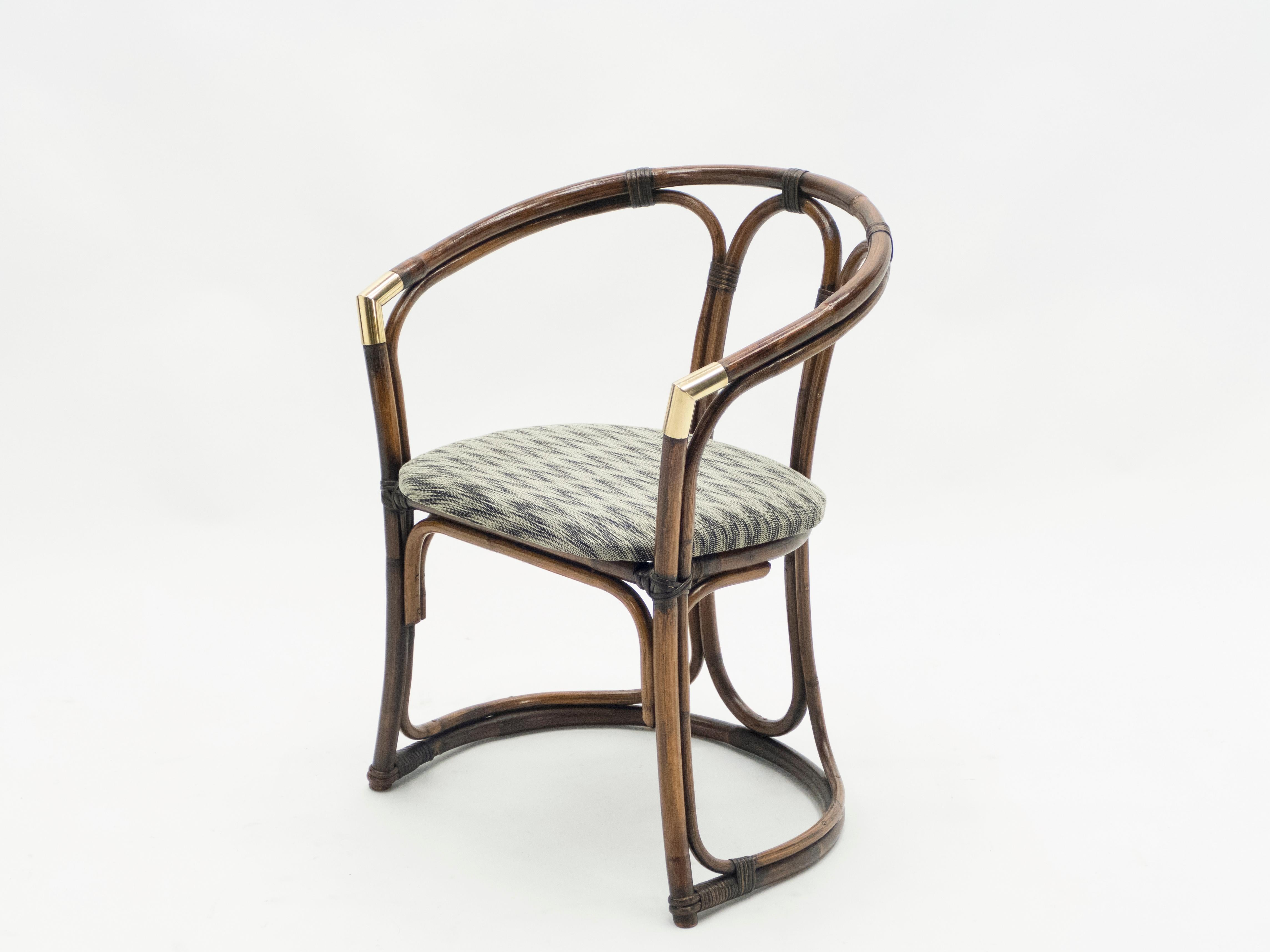 Mid-Century Modern French Riviera Bamboo and Brass Armchairs, 1960s For Sale 10