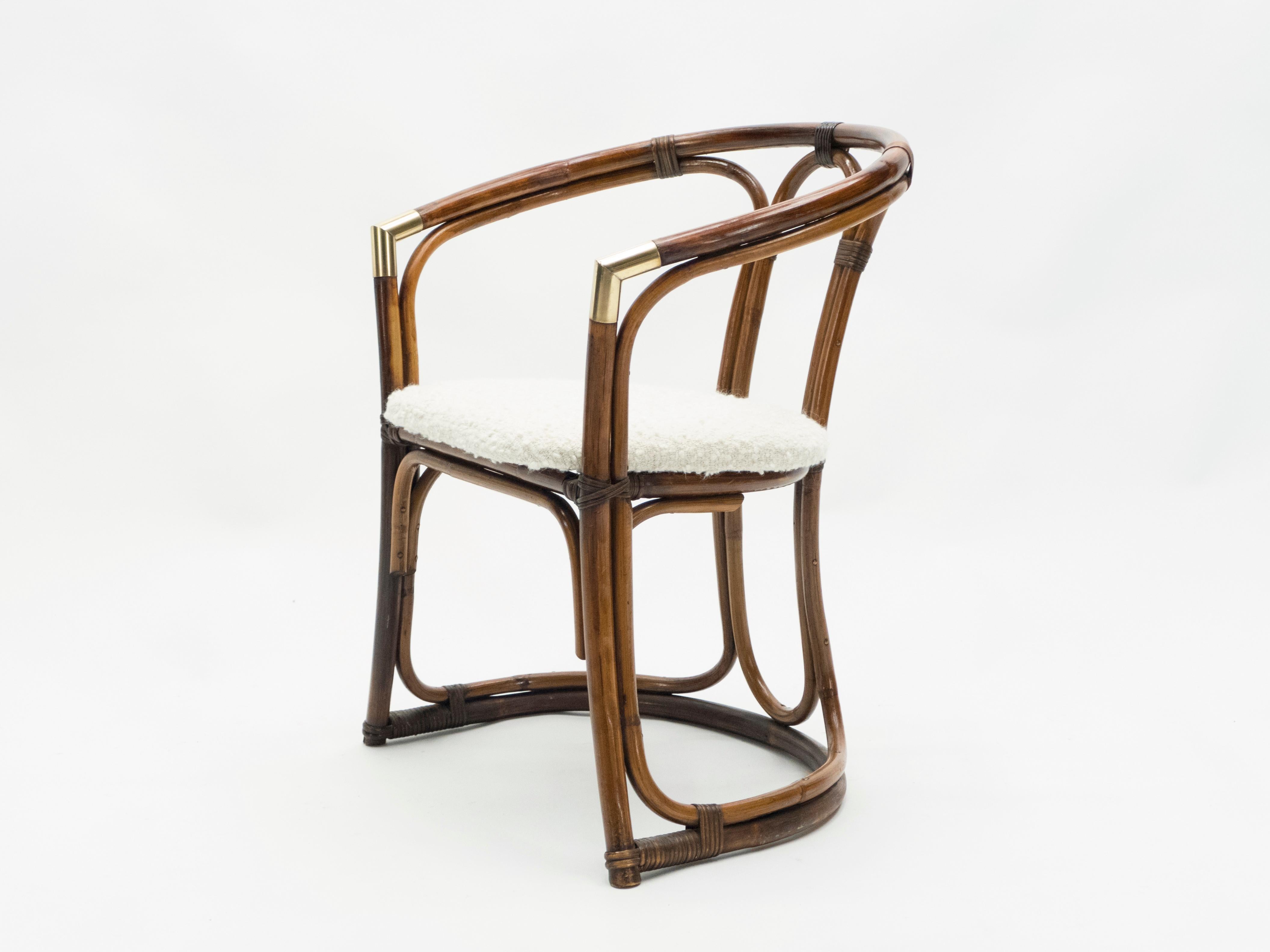 Mid-Century Modern French Riviera Bamboo and Brass Armchairs, 1960s 11