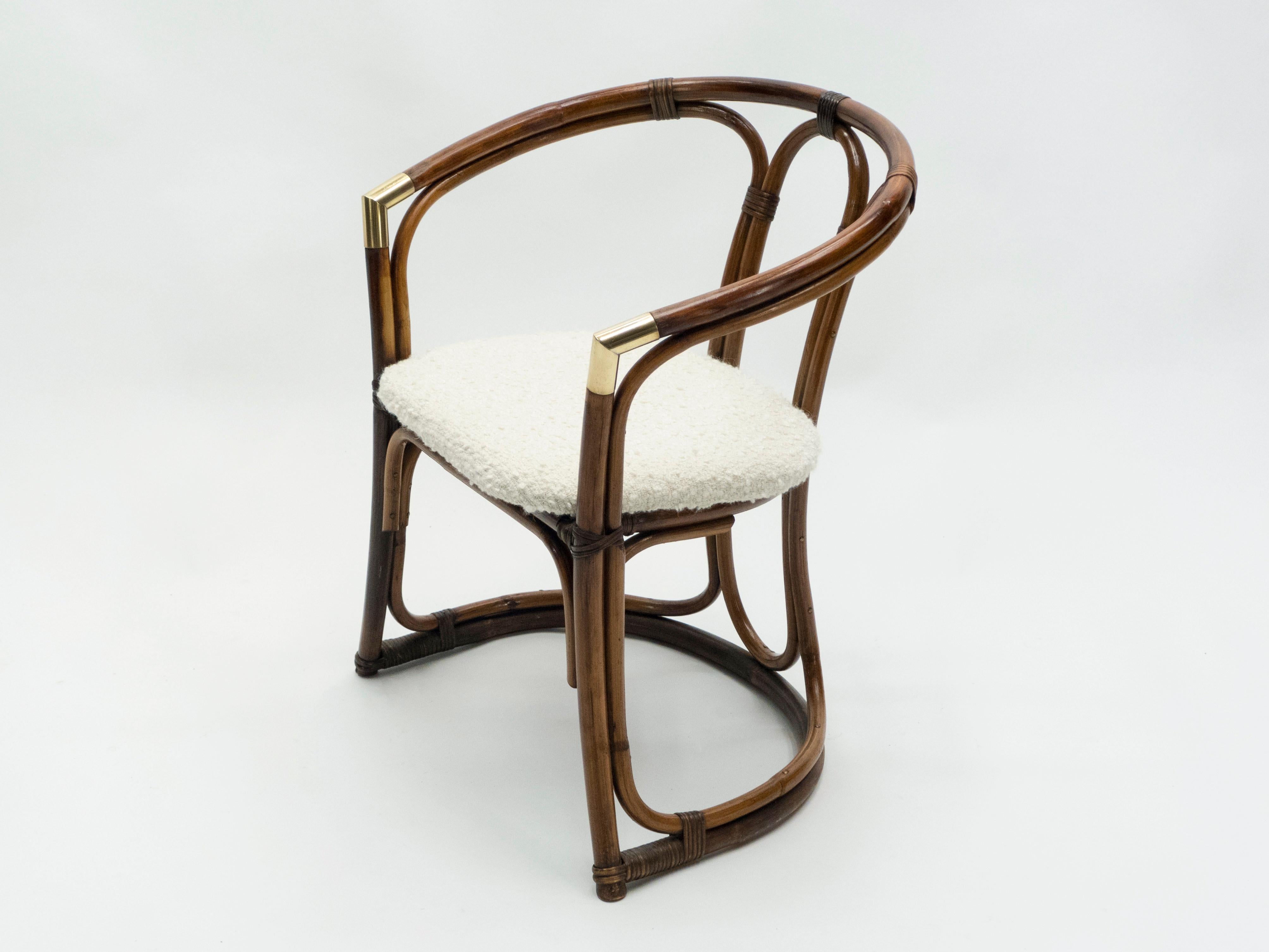 Mid-Century Modern French Riviera Bamboo and Brass Armchairs, 1960s 12