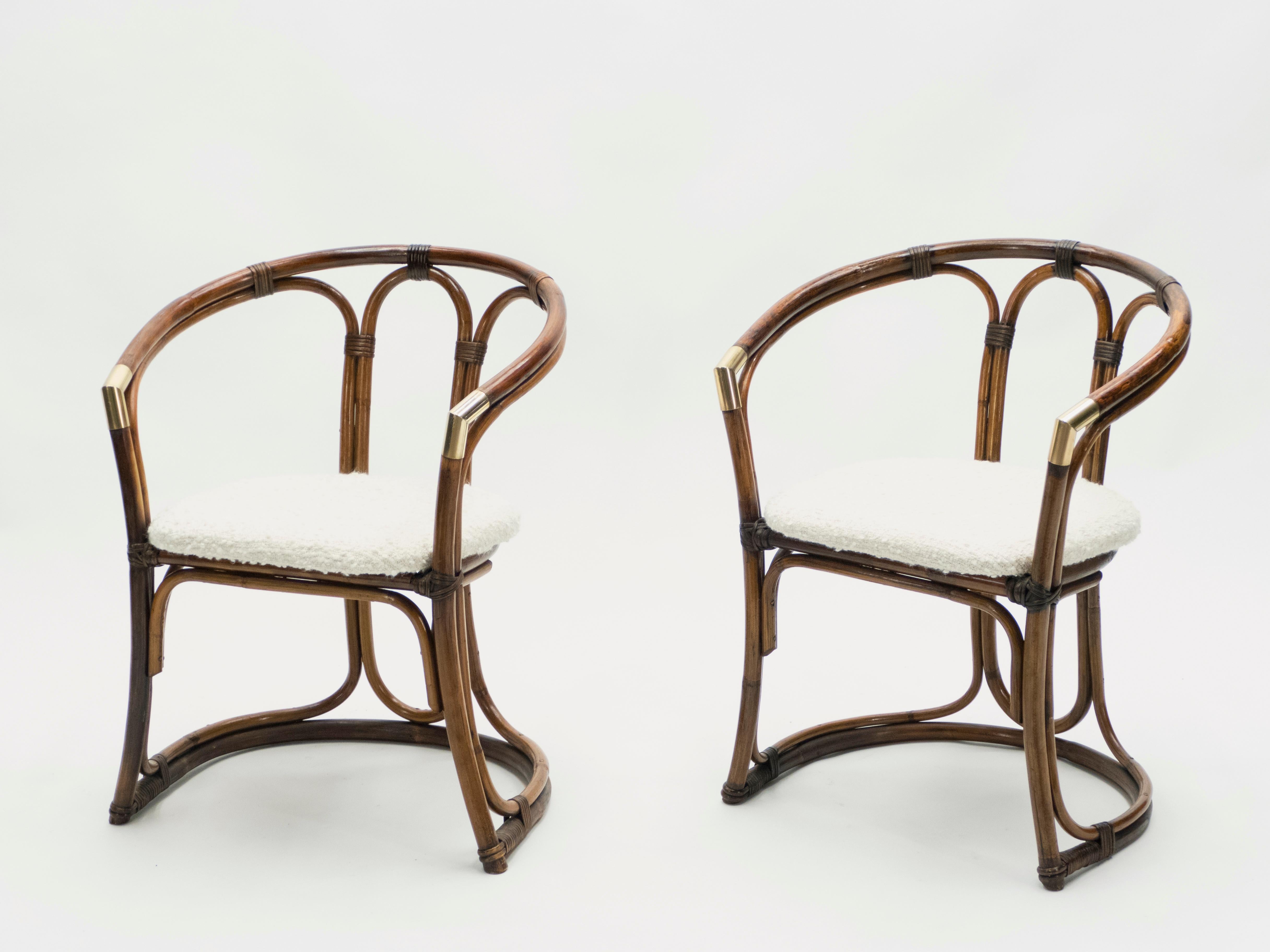 Mid-20th Century Mid-Century Modern French Riviera Bamboo and Brass Armchairs, 1960s