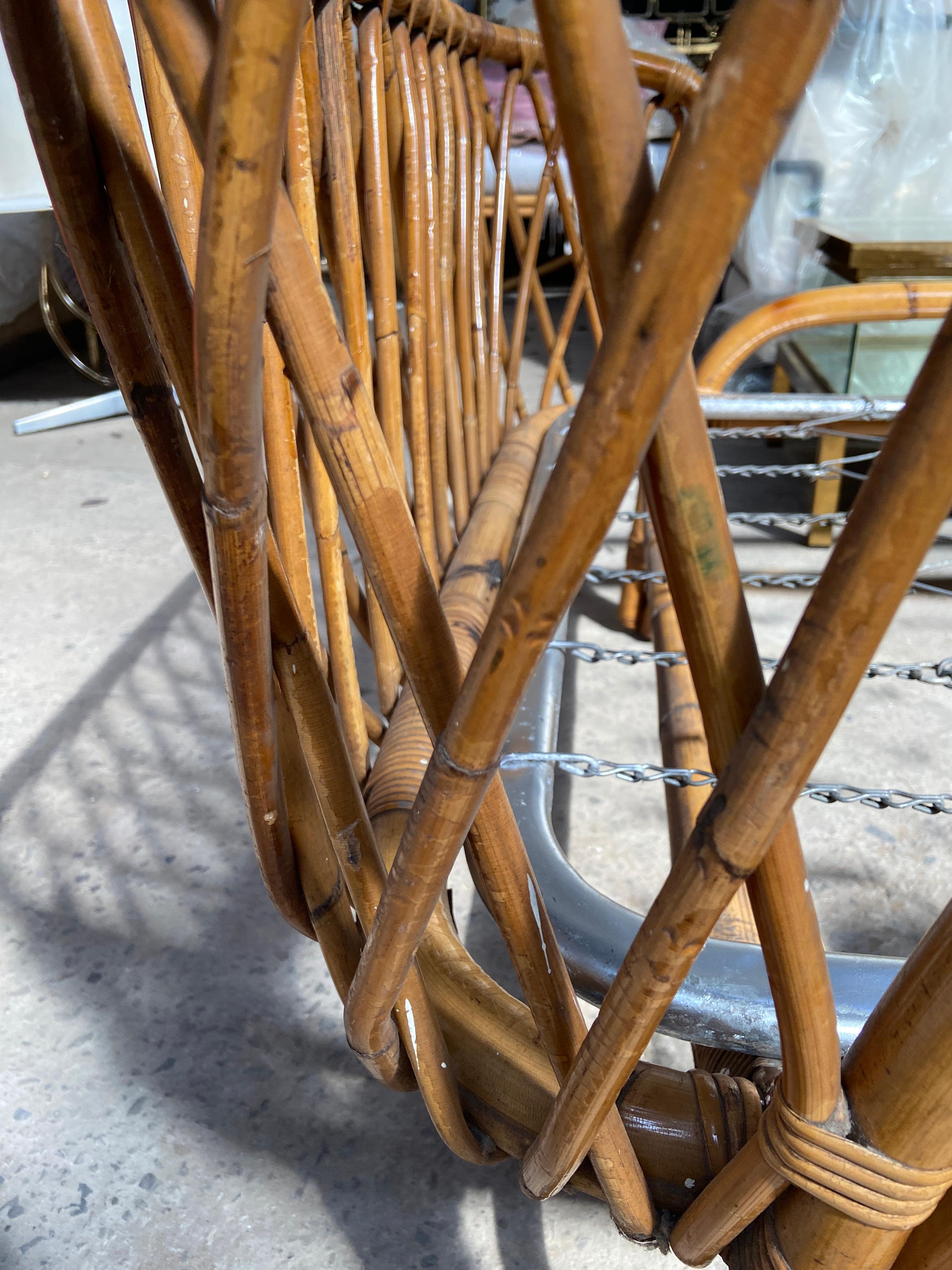 Mid-Century Modern French Riviera Bamboo and Rattan Twin Bed, 1960s 7