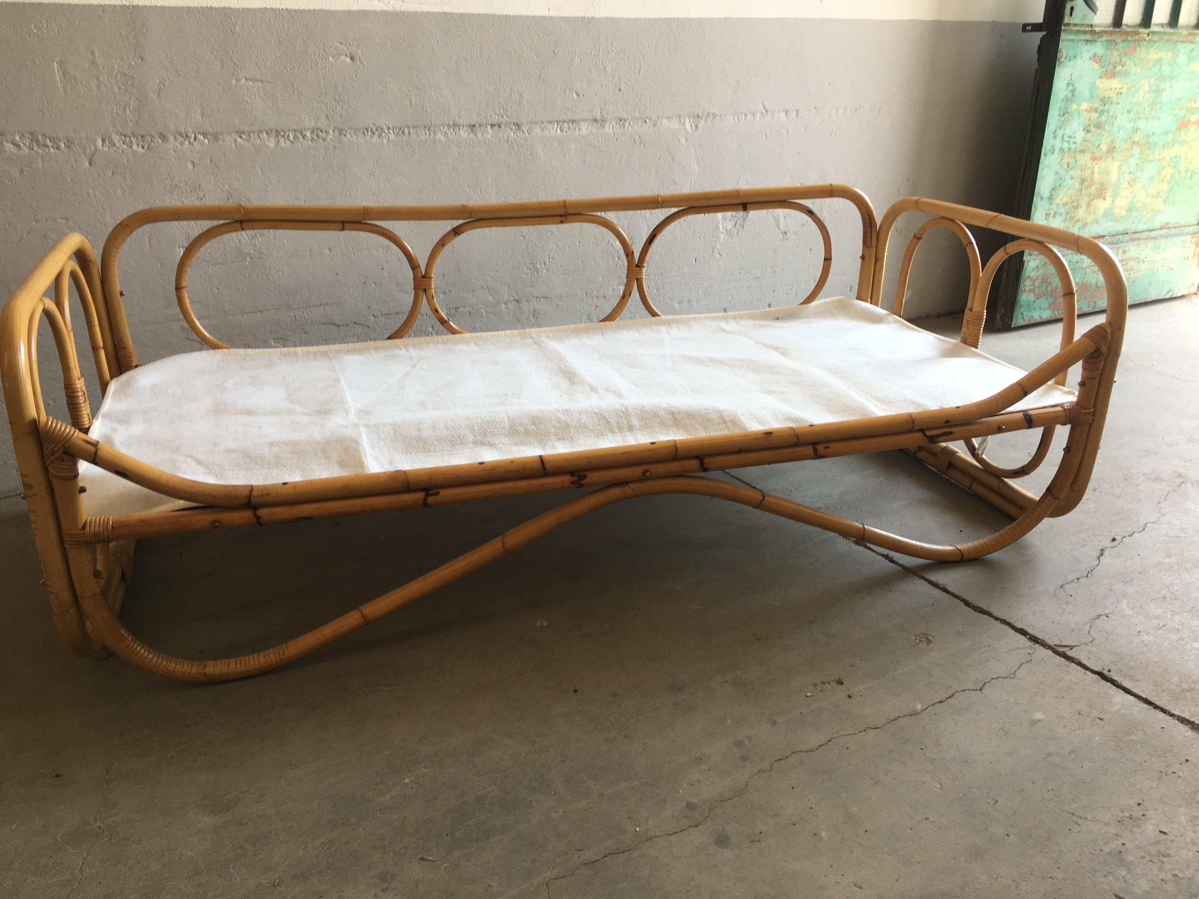 Mid-Century Modern French Riviera Bamboo Sofa, 1960s In Good Condition In Prato, IT