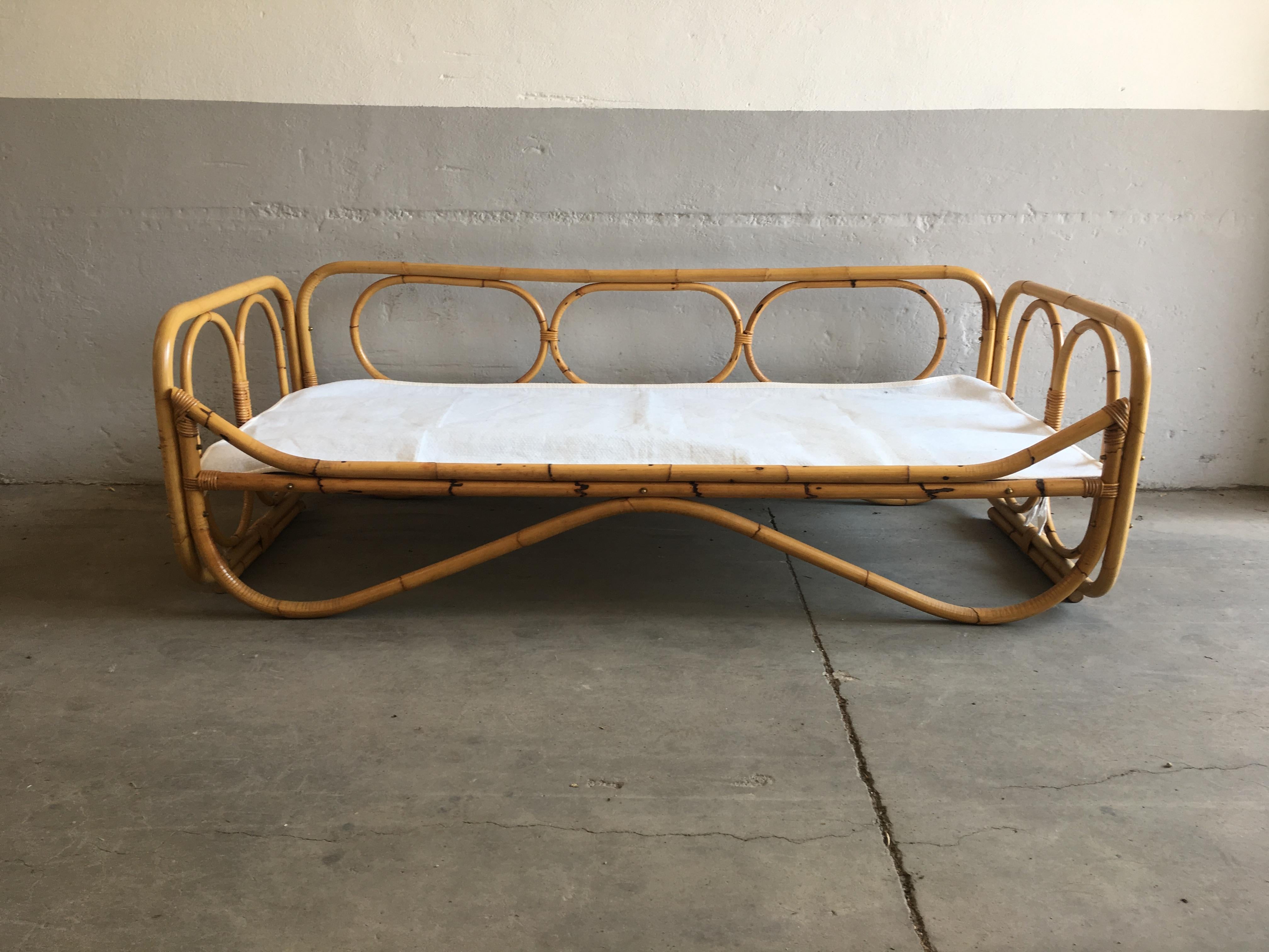 Mid-Century Modern French Riviera Bamboo Sofa, 1960s In Good Condition In Prato, IT