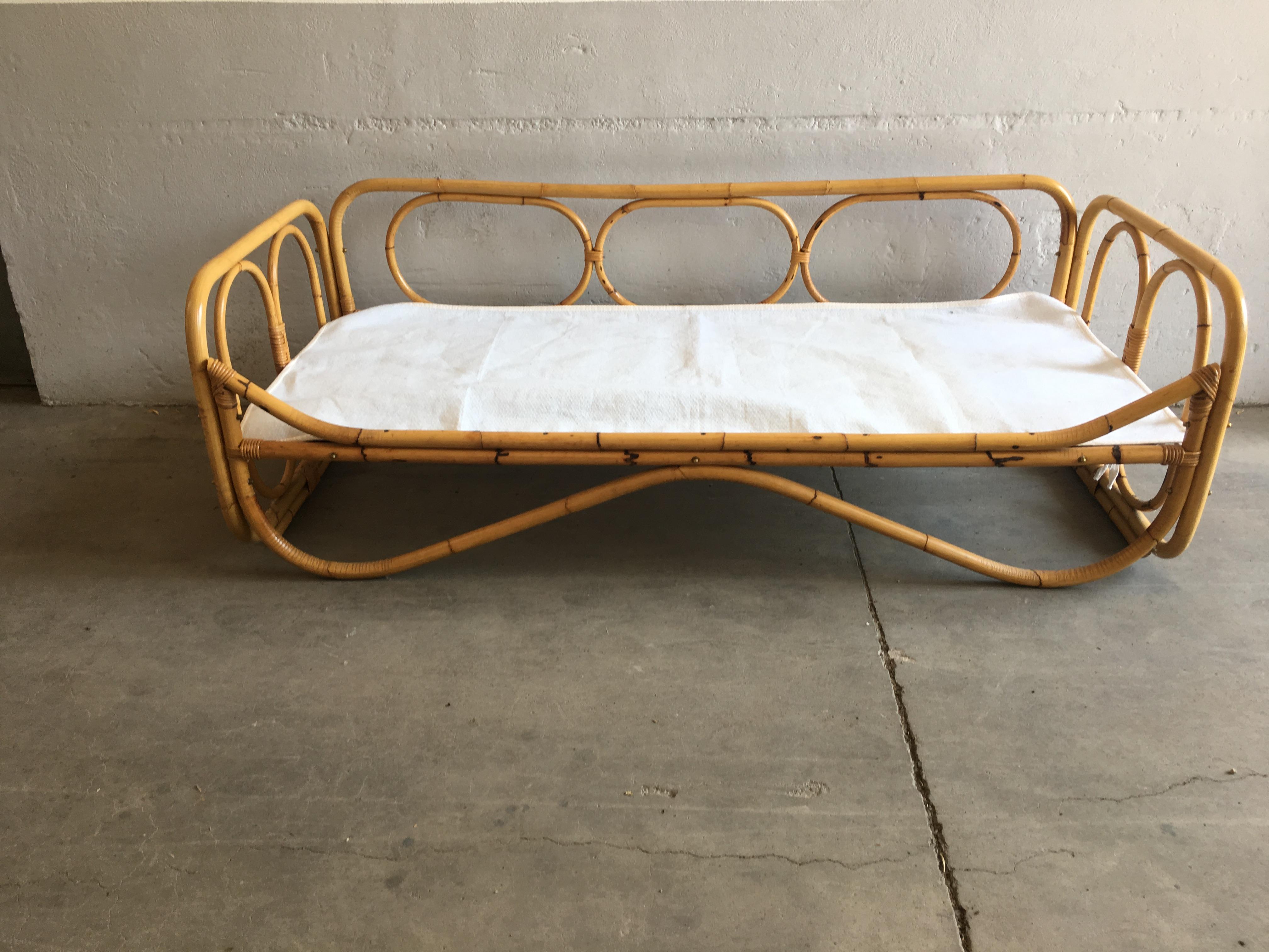 Mid-Century Modern French Riviera Bamboo Sofa, 1960s 1