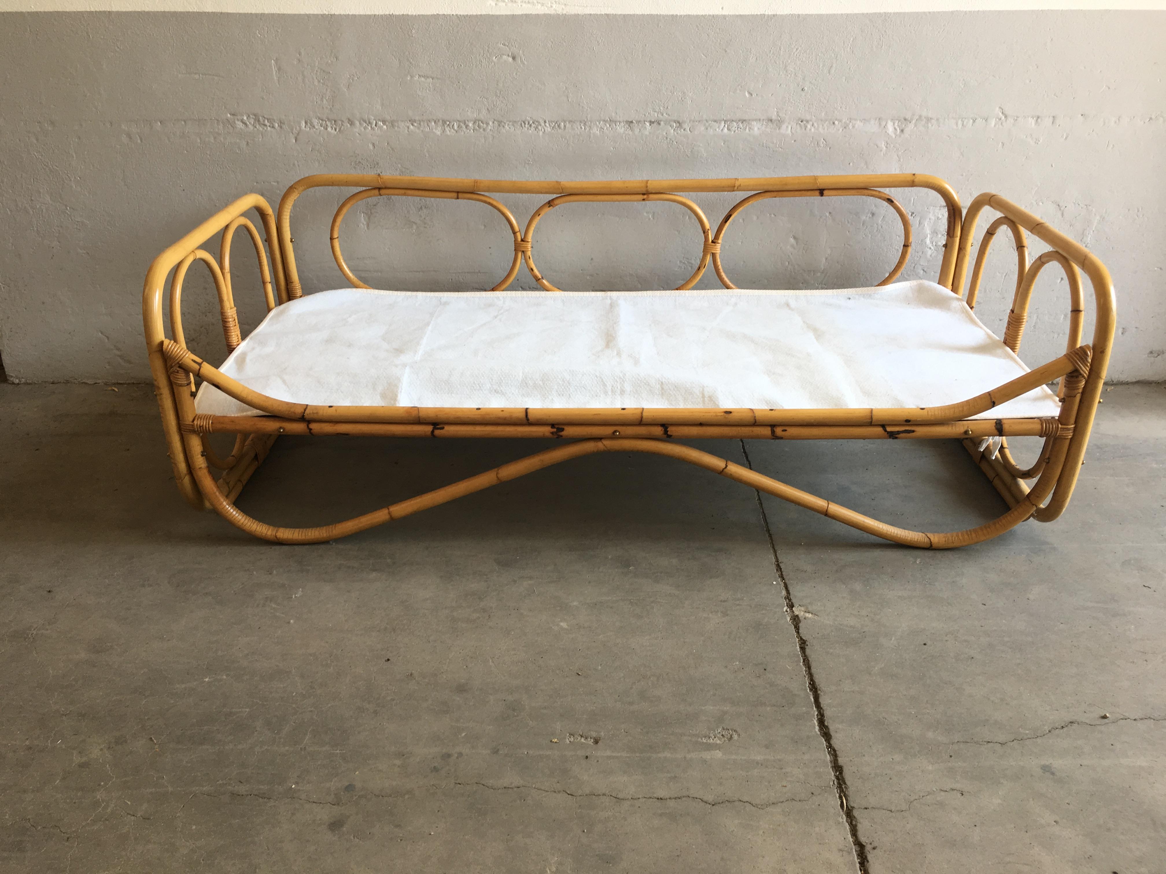 Mid-Century Modern French Riviera Bamboo Sofa, 1960s 1