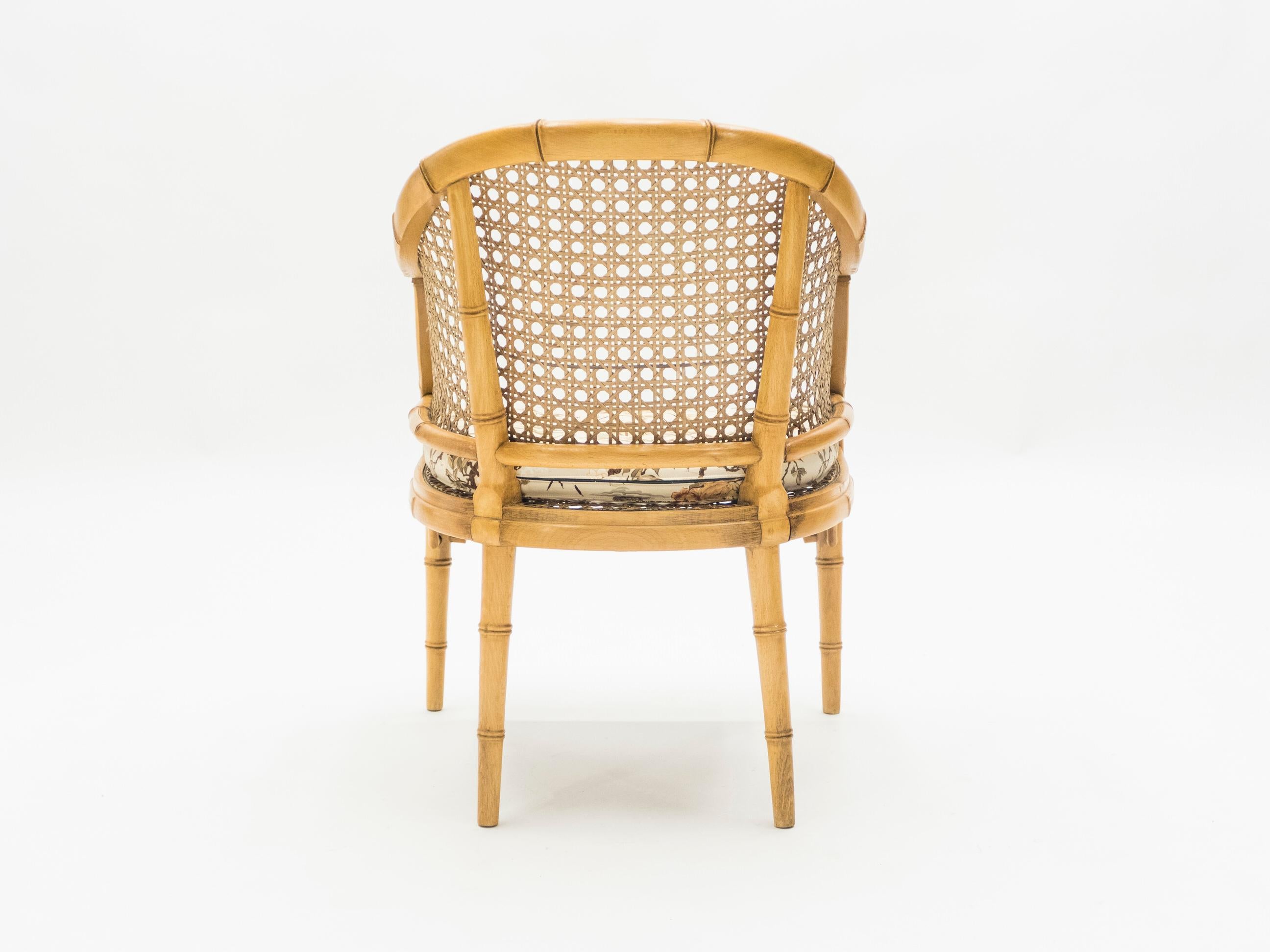 Mid-Century Modern French Riviera Cane Bamboo Armchairs, 1960s For Sale 3