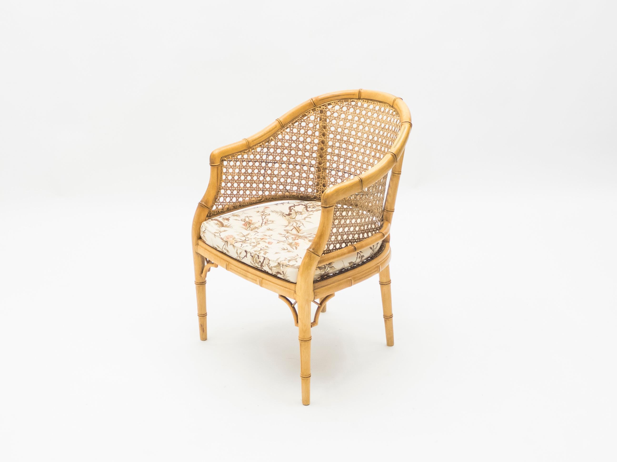 Mid-20th Century Mid-Century Modern French Riviera Cane Bamboo Armchairs, 1960s For Sale