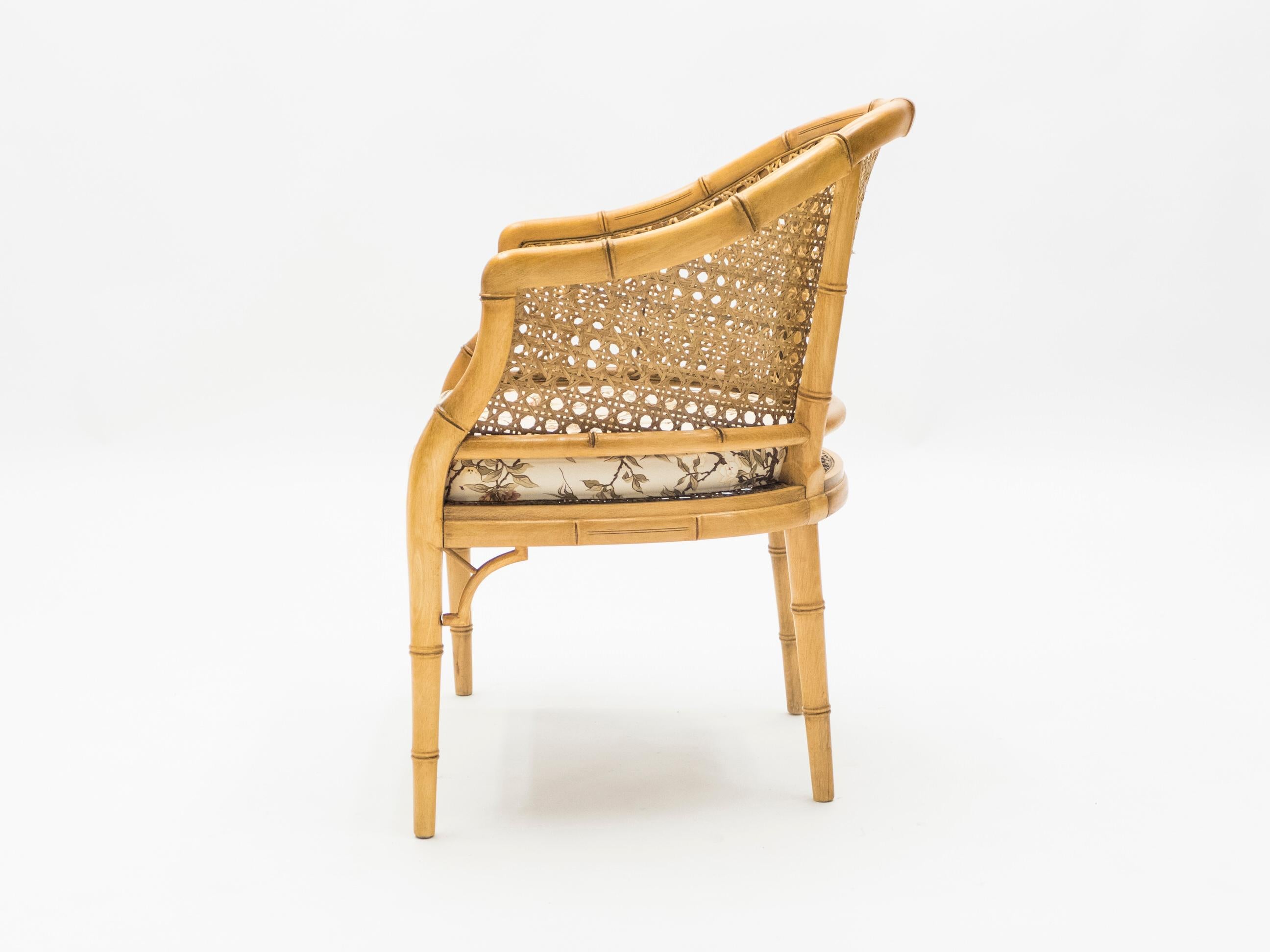 Mid-Century Modern French Riviera Cane Bamboo Armchairs, 1960s For Sale 1