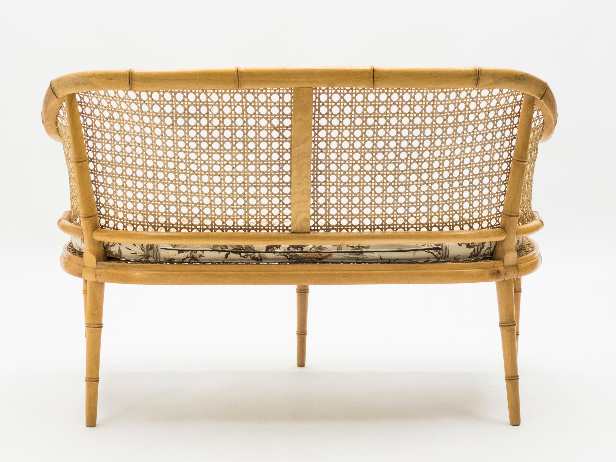 Mid-Century Modern French Riviera Cane Bamboo Sofa and Armchairs, 1960s 6