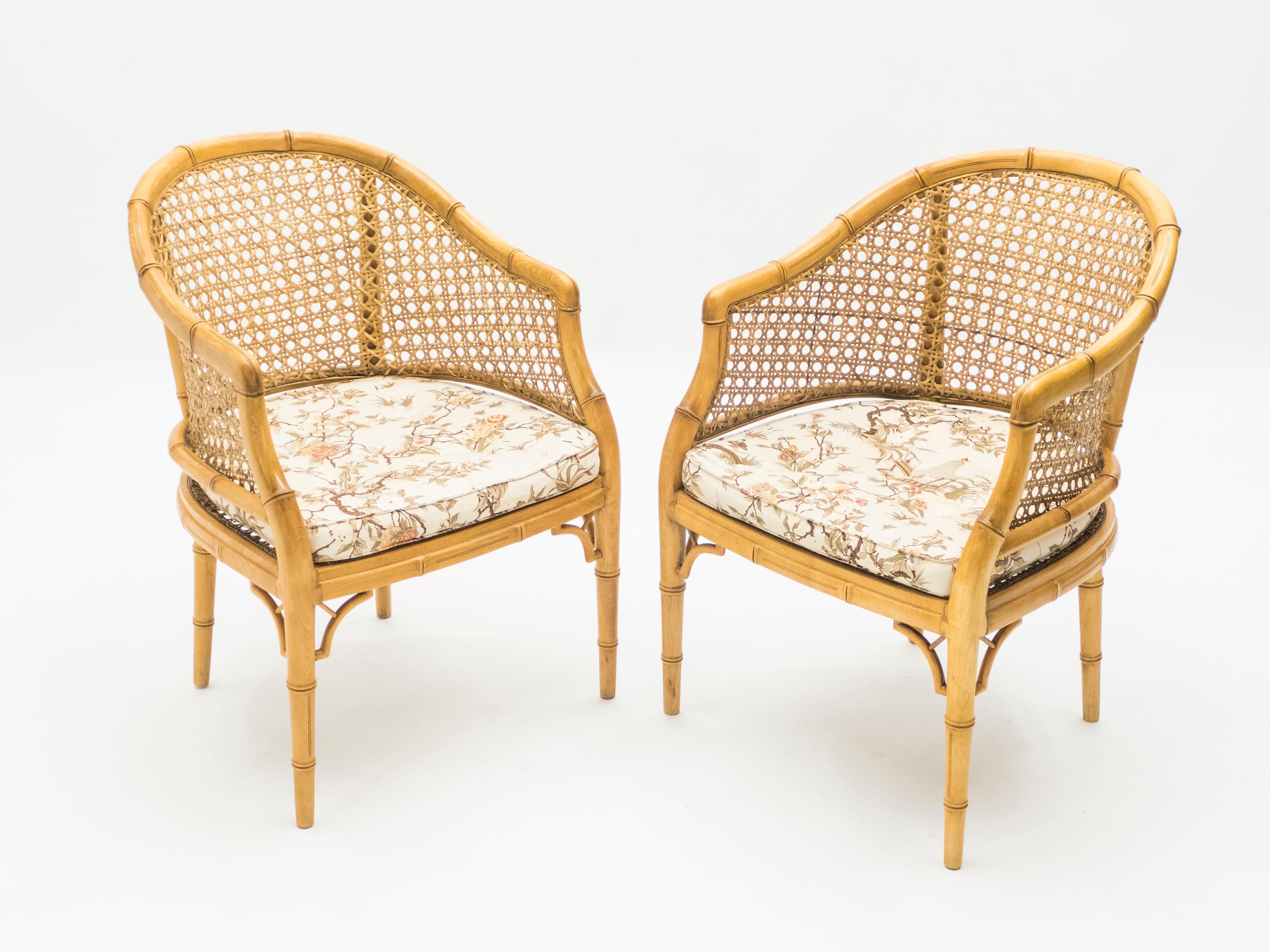 Mid-Century Modern French Riviera Cane Bamboo Sofa and Armchairs, 1960s 7