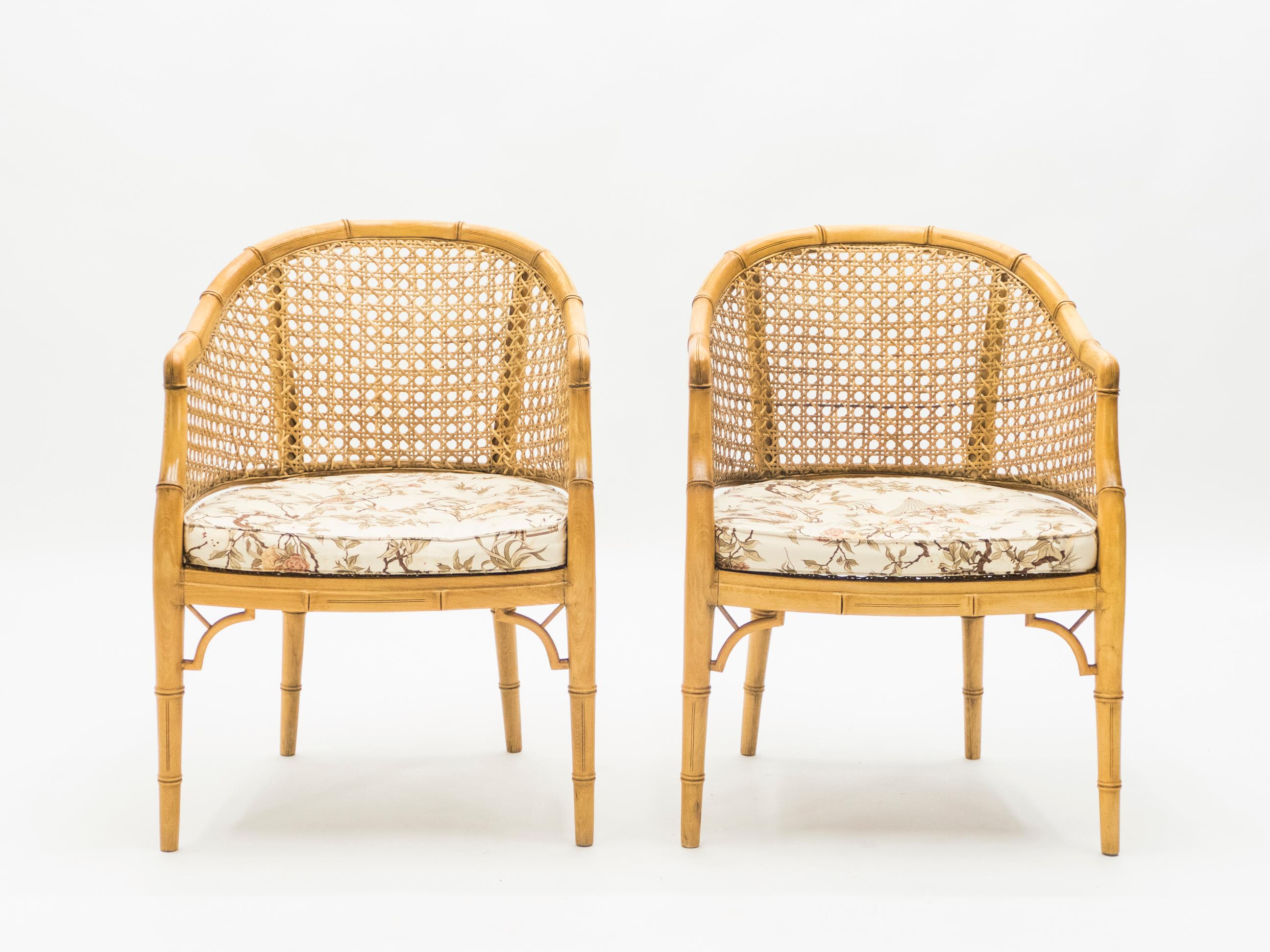 Mid-Century Modern French Riviera Cane Bamboo Sofa and Armchairs, 1960s 8
