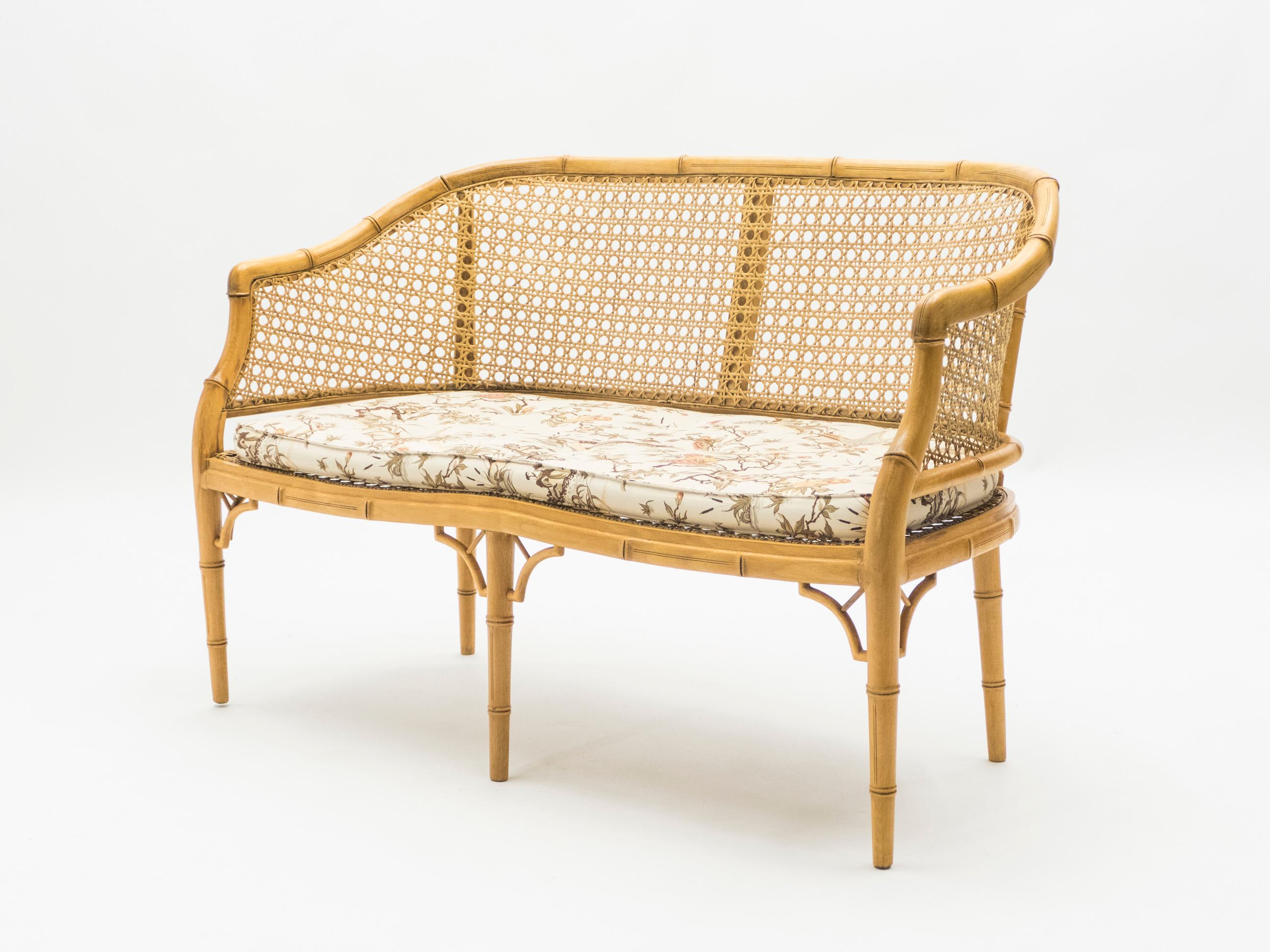 Mid-Century Modern French Riviera Cane Bamboo Sofa and Armchairs, 1960s 2