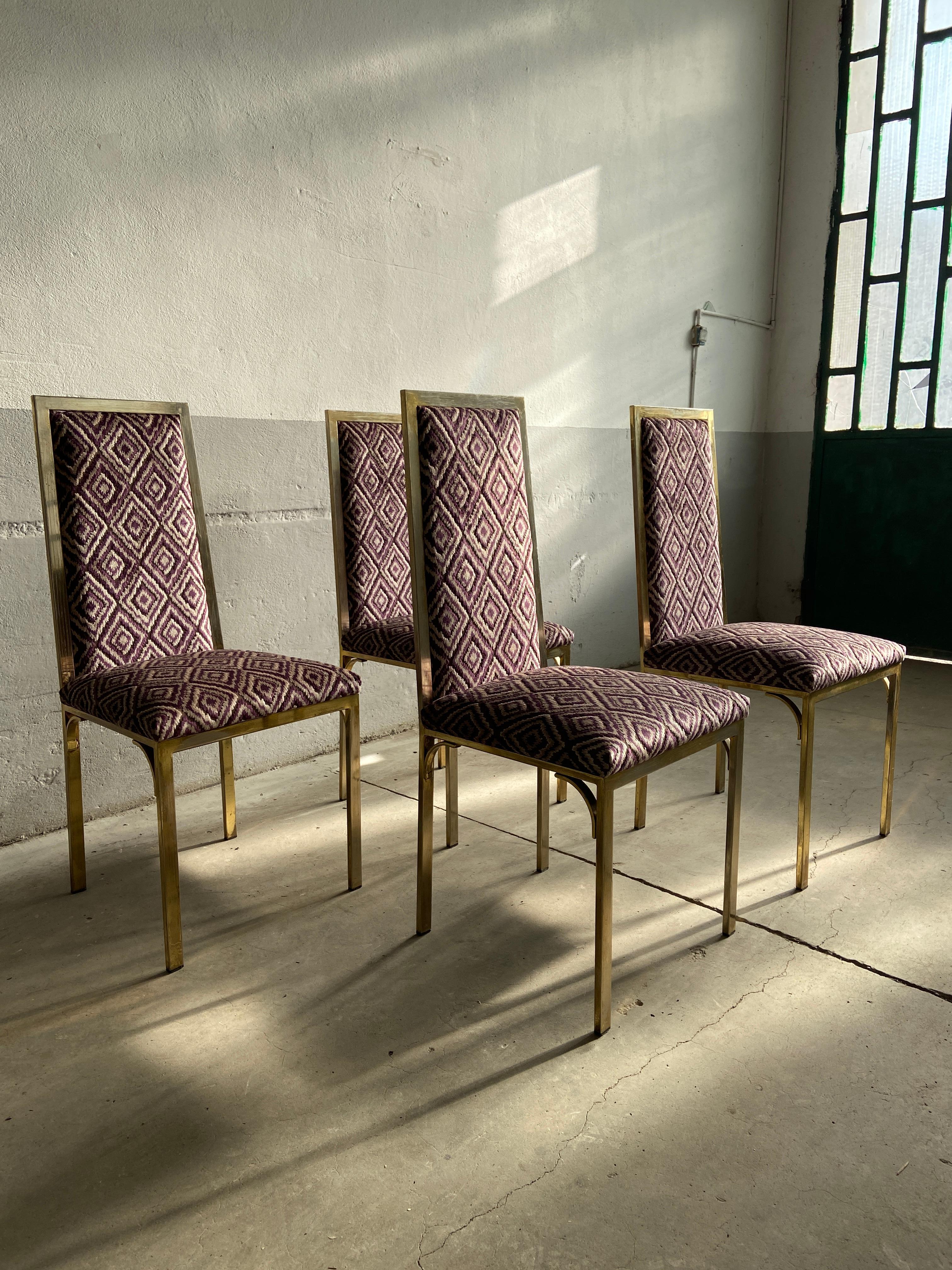 Mid-Century Modern French Set of 4 Pierre Cardin Gilt Metal Chairs, 1970s 1