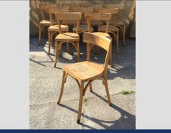 Mid-Century Modern French Set of Bistro Wooden Chairs, 1950s