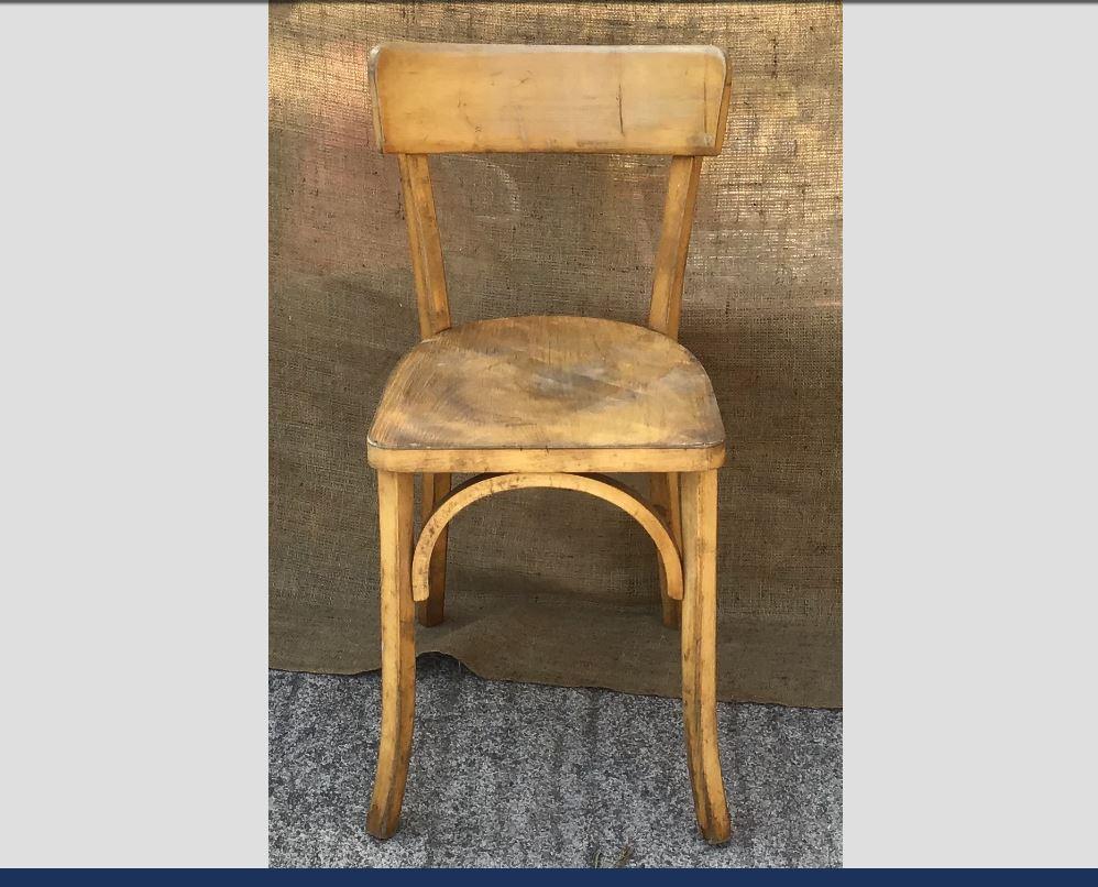 Mid-Century Modern French Set of Bistro Wooden Chairs, 1950s In Good Condition For Sale In Florence, IT
