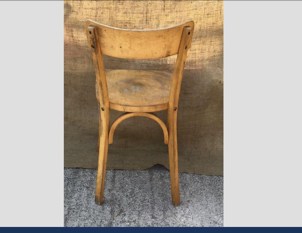 Mid-Century Modern French Set of Bistro Wooden Chairs, 1950s For Sale 1