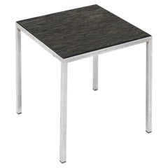 Mid-Century Modern French Side Table, Chrome Base, Stone Top, 1960