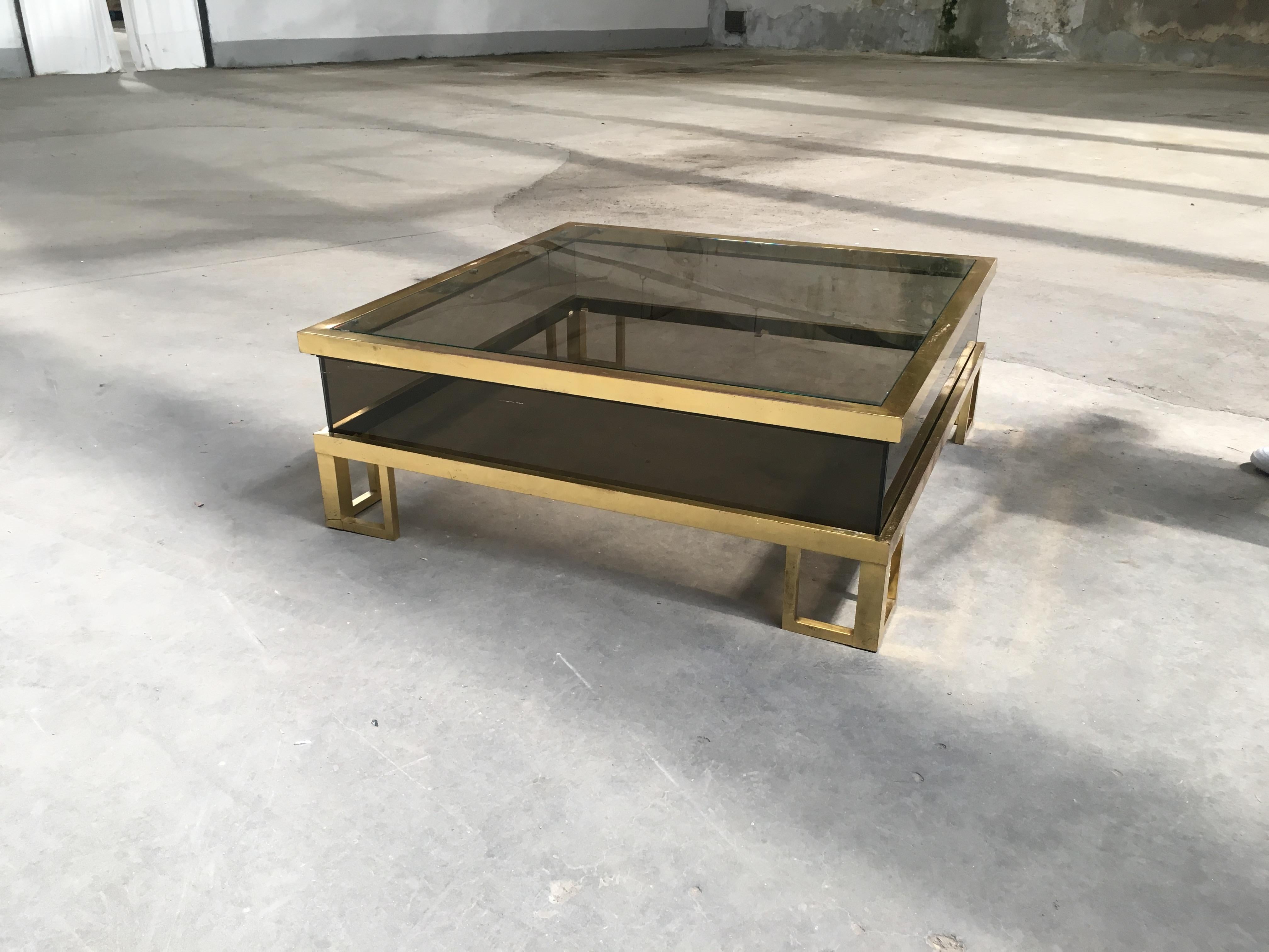 Mid-Century Modern French Sliding Top Coffee Table by Maison Jansen, 1970s In Good Condition In Prato, IT