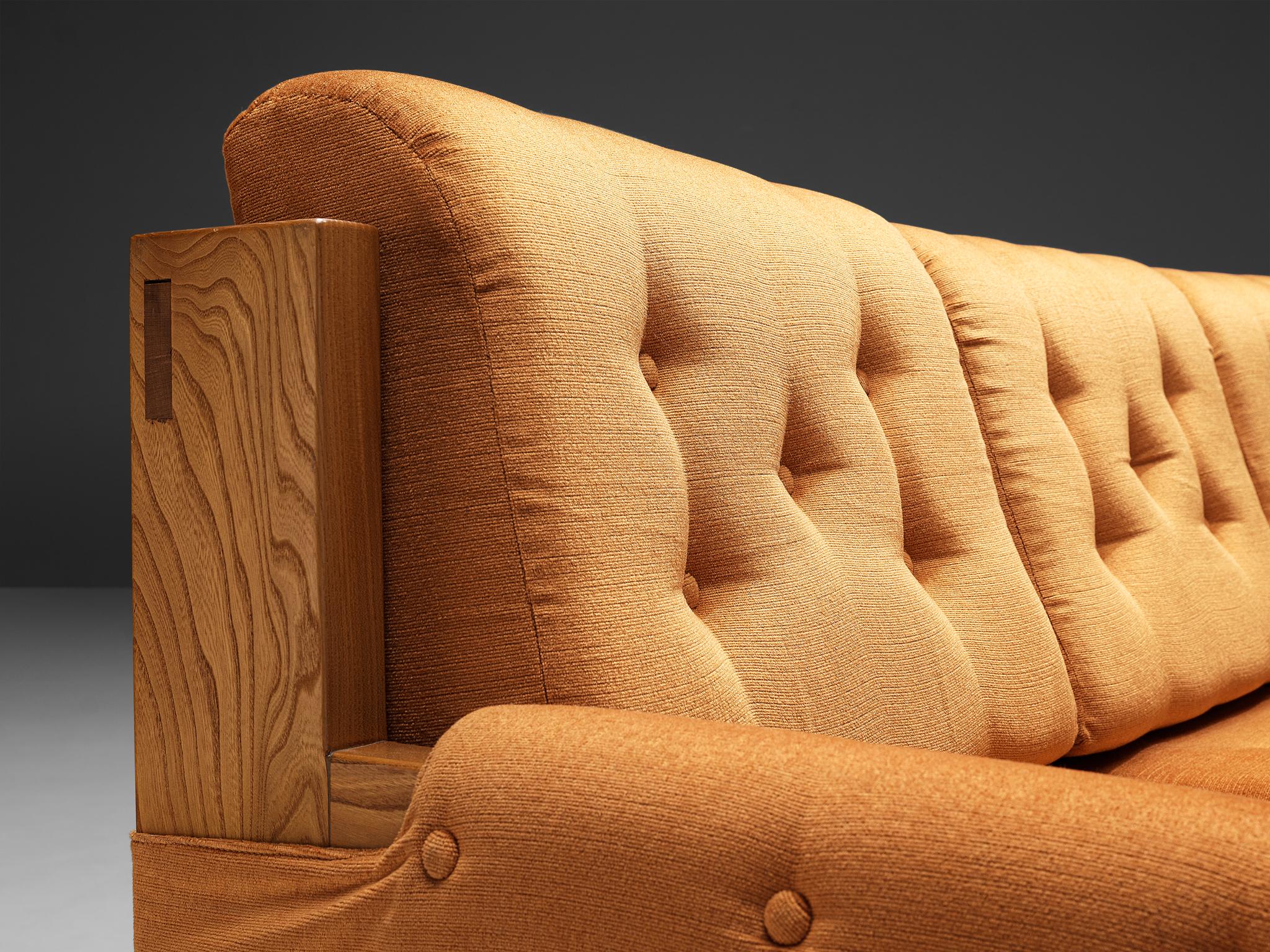 Canapé français moderne du milieu du siècle en orme massif Bon état à Waalwijk, NL