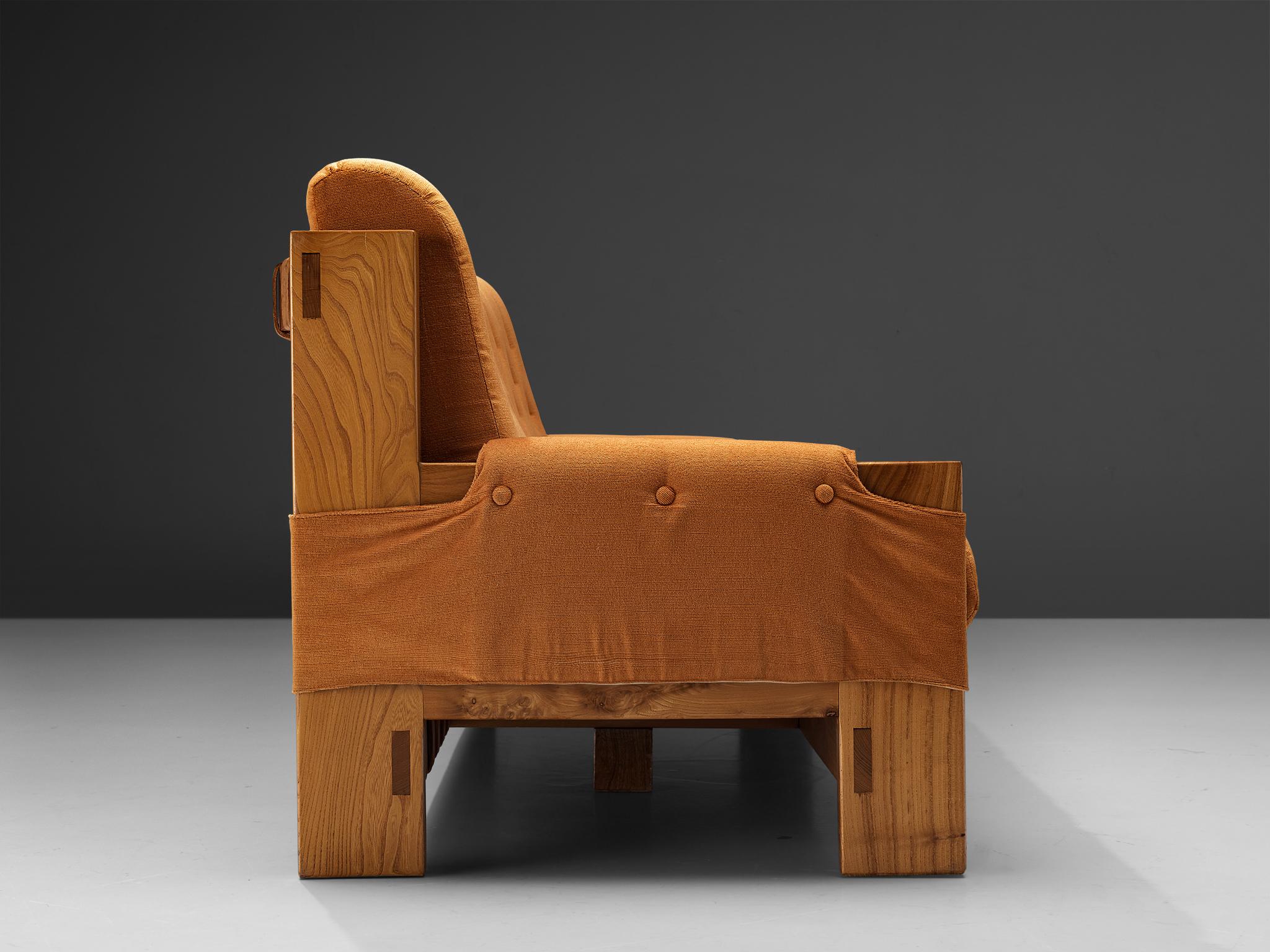 Milieu du XXe siècle Canapé français moderne du milieu du siècle en orme massif