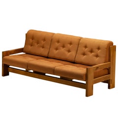 Mid-Century Modern French Sofa in Solid Elm