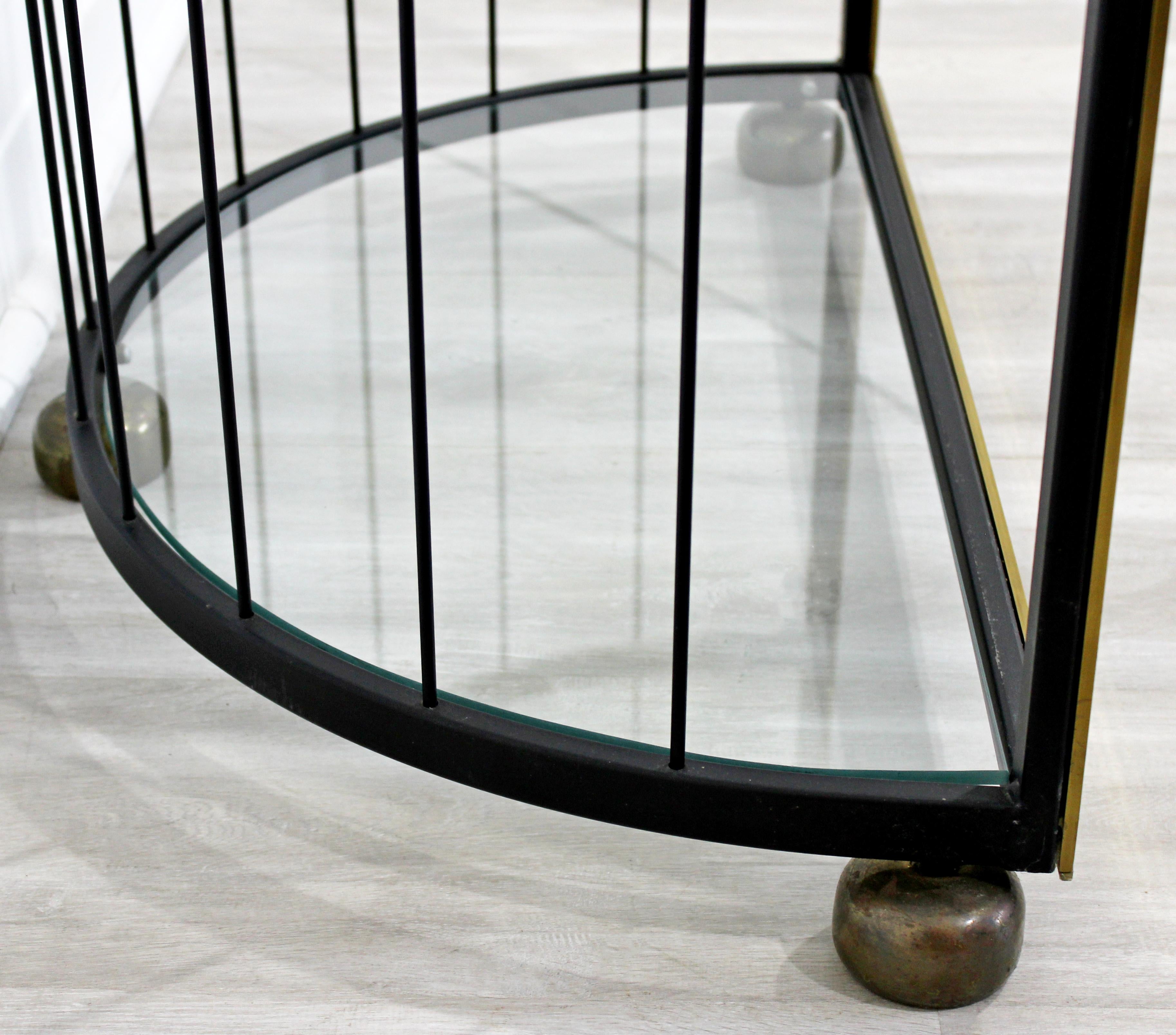 Mid-Century Modern French Steel Brass and Glass Shelving Birdcage Étagère, 1960s In Good Condition In Keego Harbor, MI
