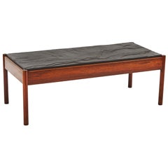 Mid Century Modern French Stone Top Coffee Table with Mahogany Base 