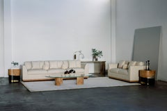 Mid-Century Modern French Style Sofa Cannes, Beige Wool, Handmade by Greenapple