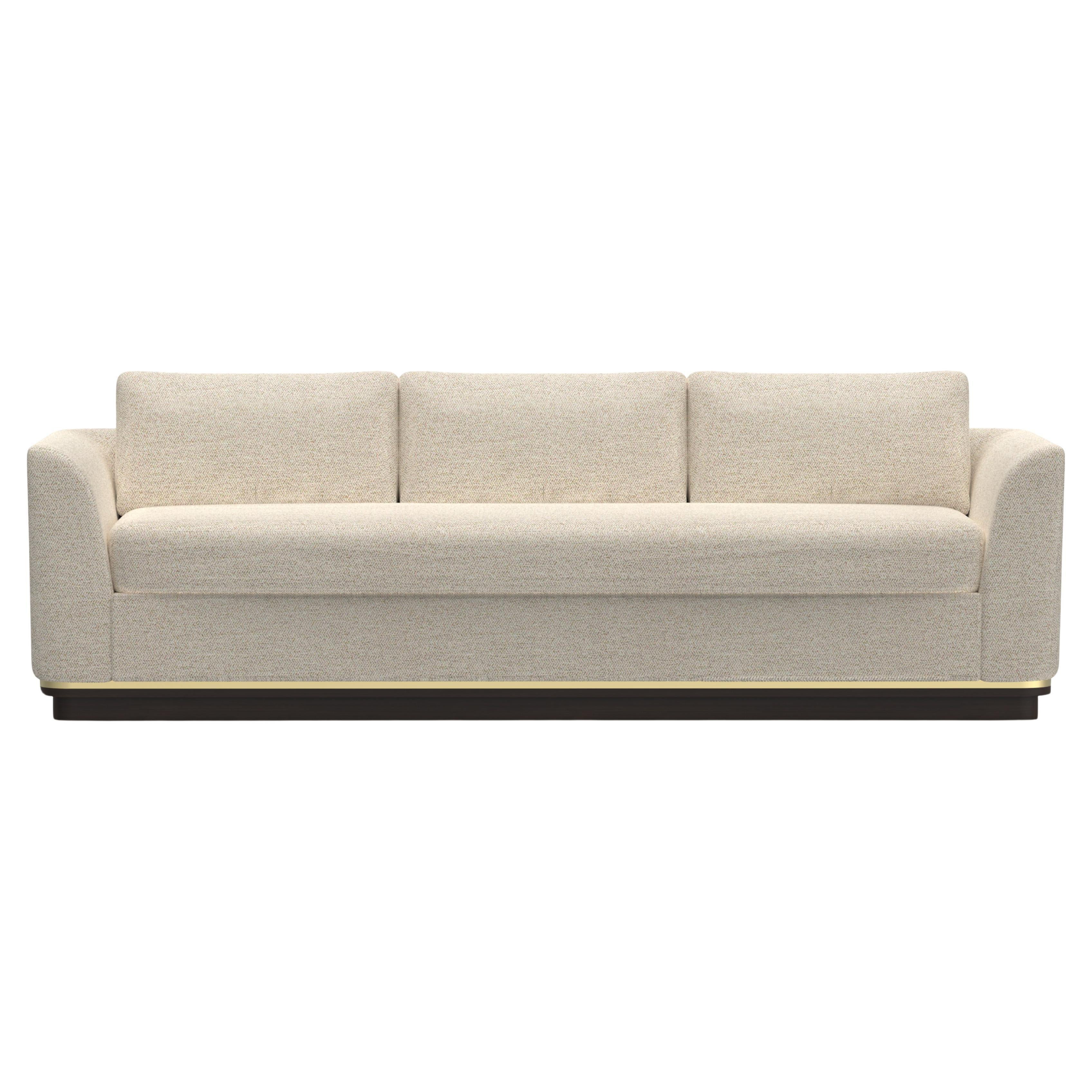 Mid-Century Modern French Style Sofa Cannes, Beige Wool, Handmade by Greenapple