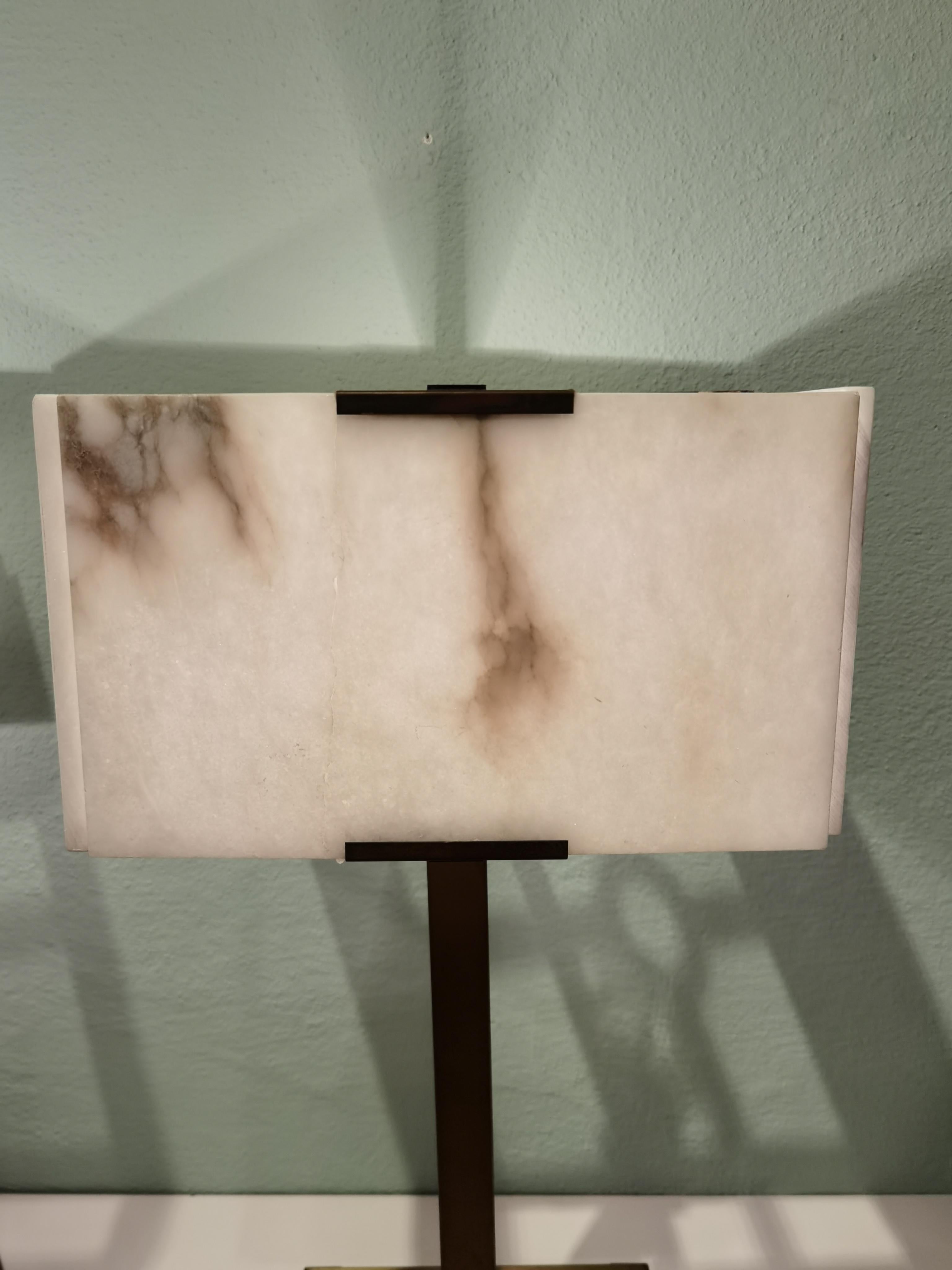 Mid-Century Modern Pair of French Table Lamps Alabaster In Good Condition For Sale In Kitzbuhel, AT