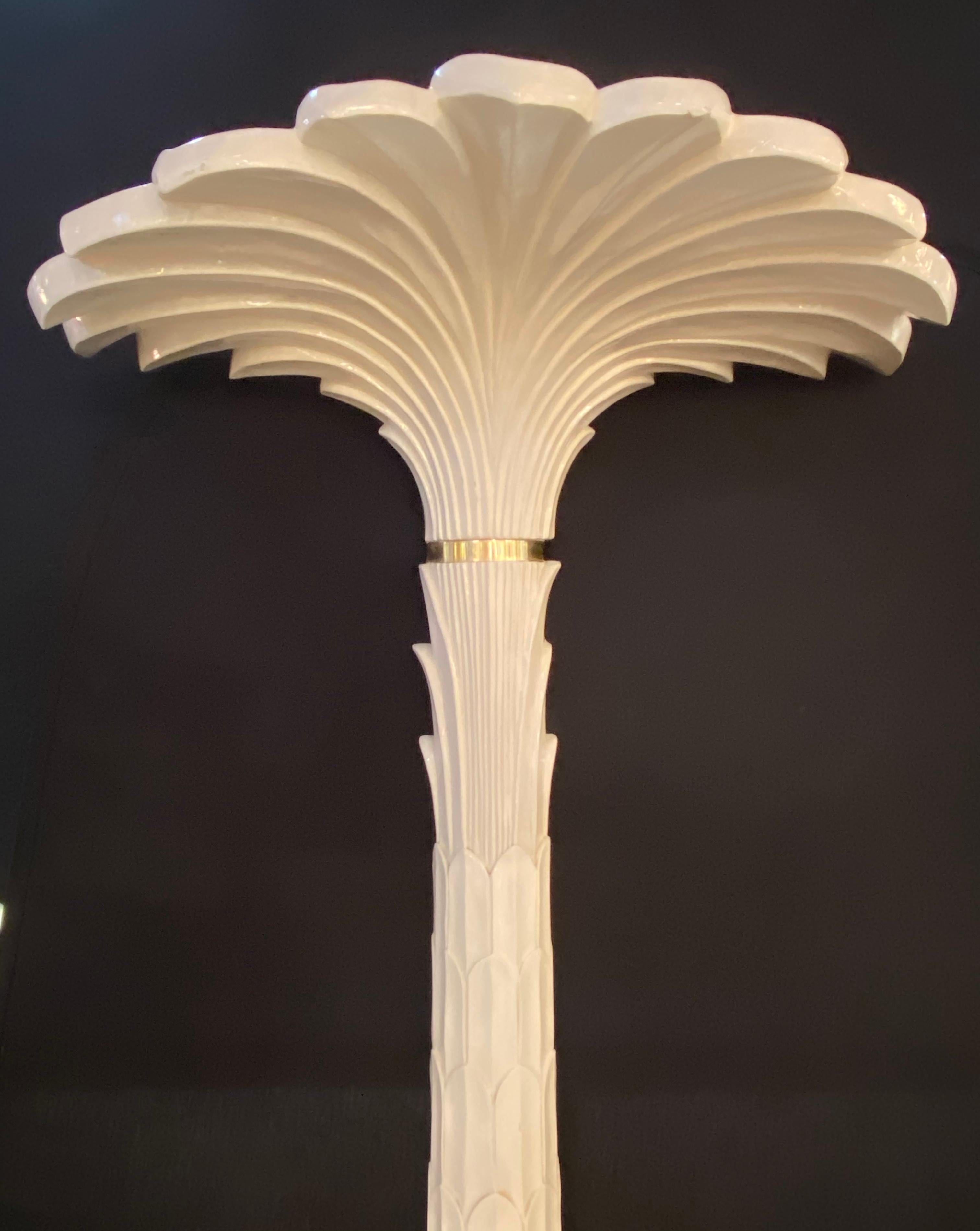 Late 20th Century Mid-Century Modern French Torchère Palm Tree Floor Lamp Manner of Serge Roche