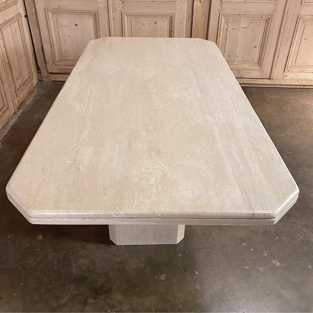 Mid-Century Modern French Travertine Dining Table For Sale 1