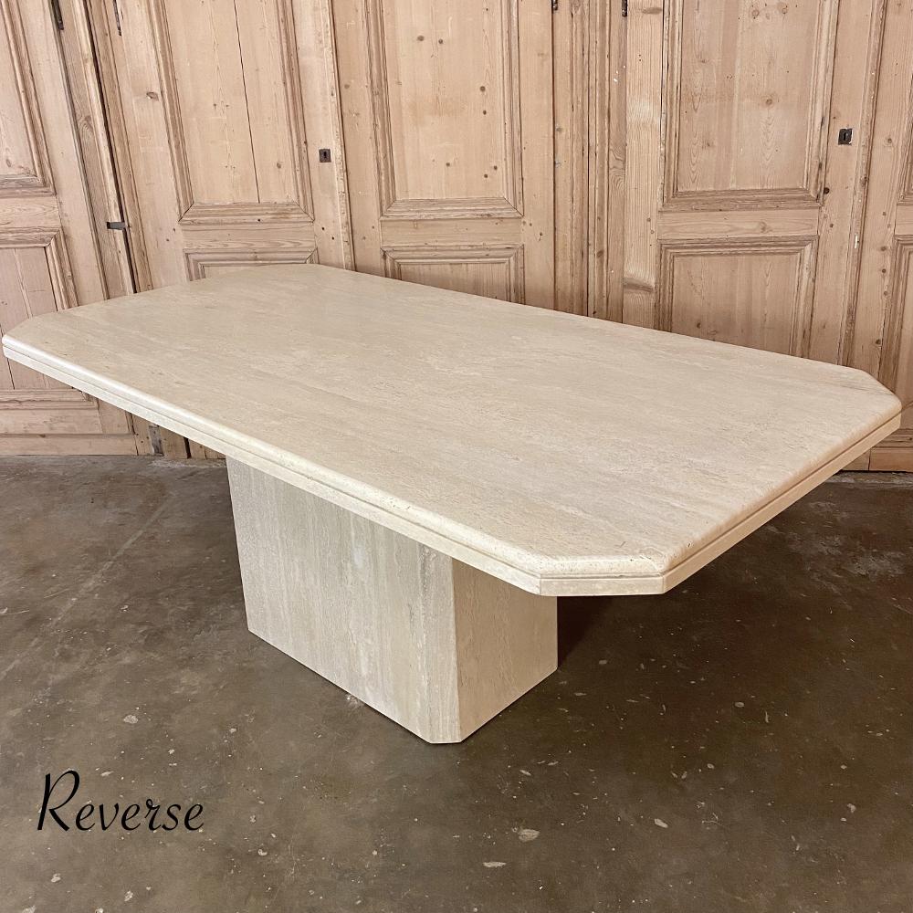 20th Century Mid-Century Modern French Travertine Dining Table For Sale