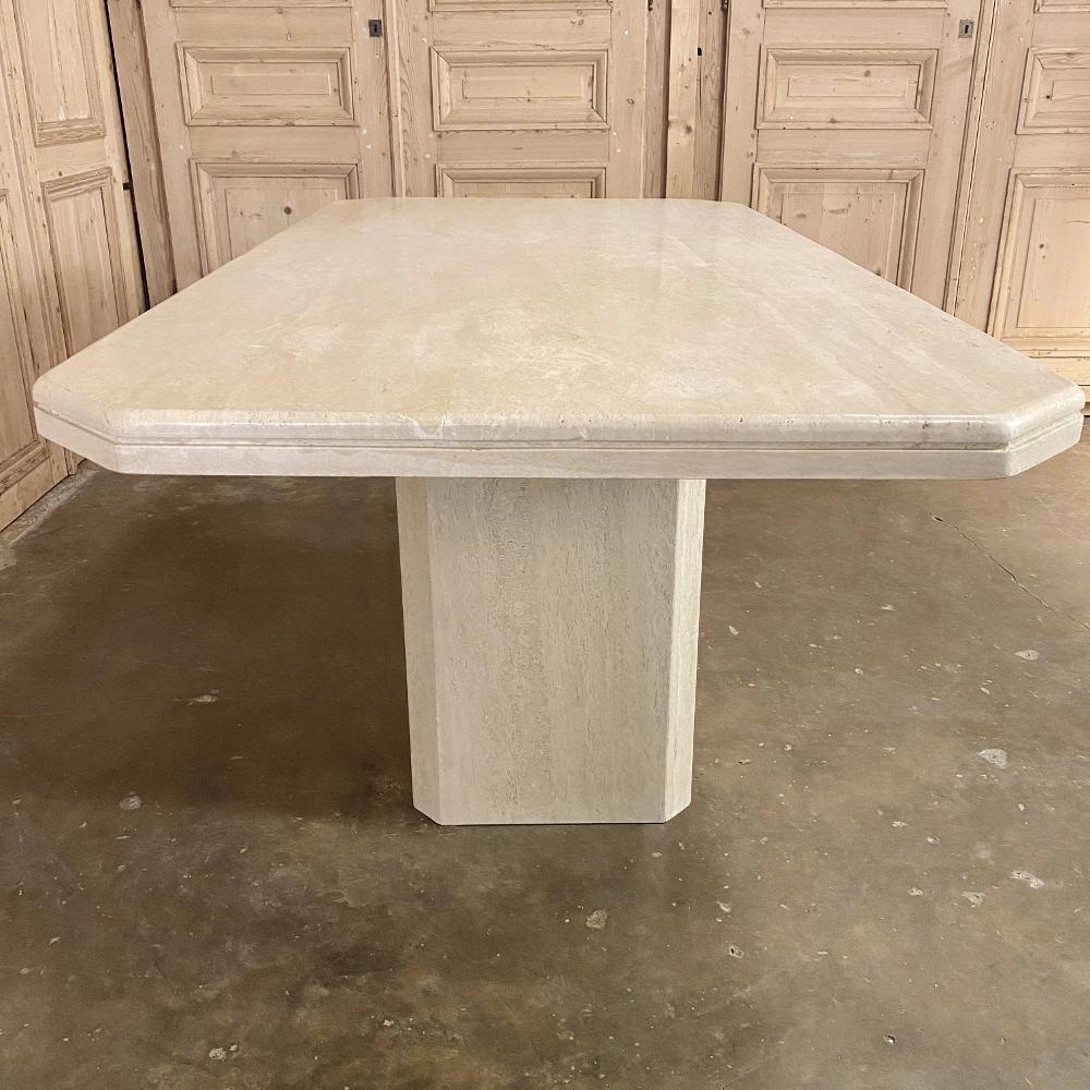 Mid-Century Modern French Travertine Dining Table In Good Condition For Sale In Dallas, TX