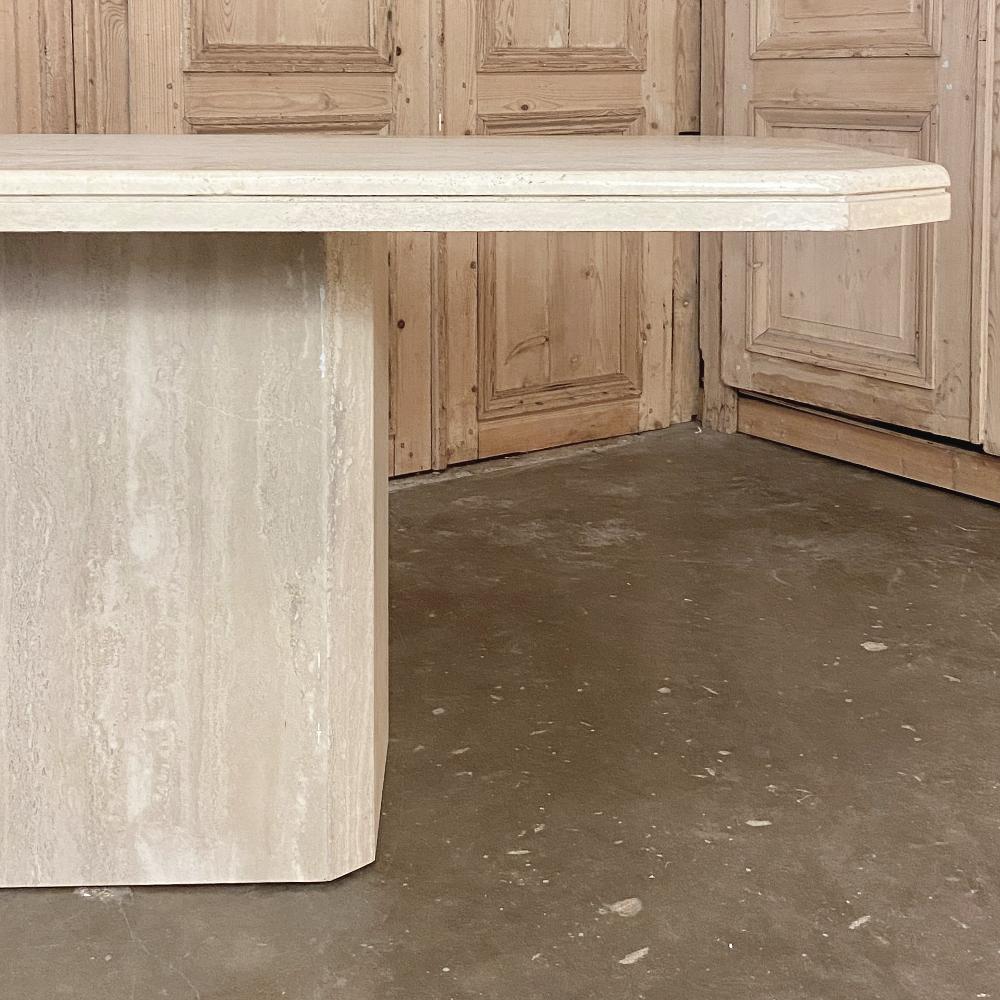 Mid-Century Modern French Travertine Dining Table For Sale 3