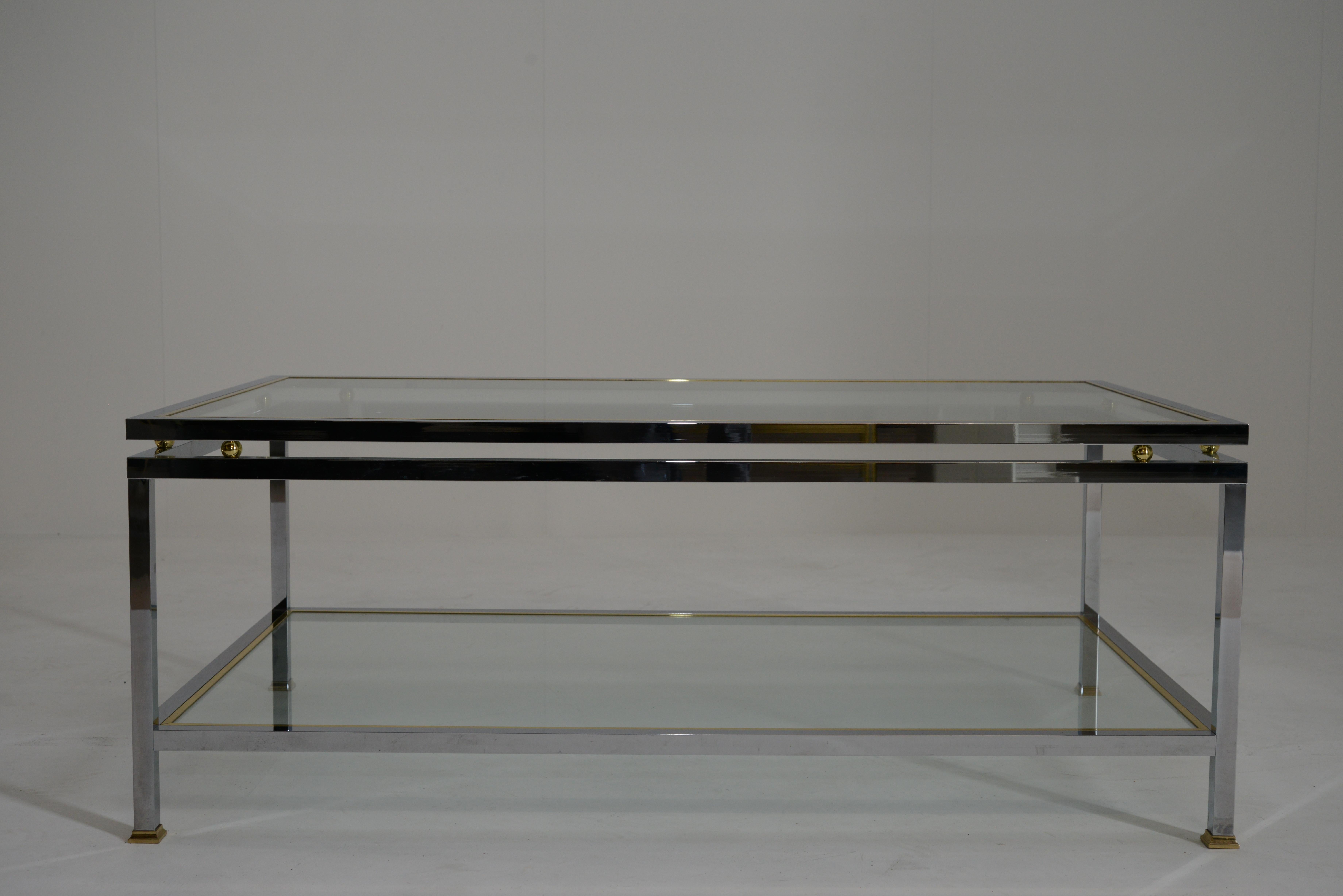 Mid-Century Modern French Two-Tier Coffee Table by Maison Jansen, 1970s In Good Condition In Prato, IT