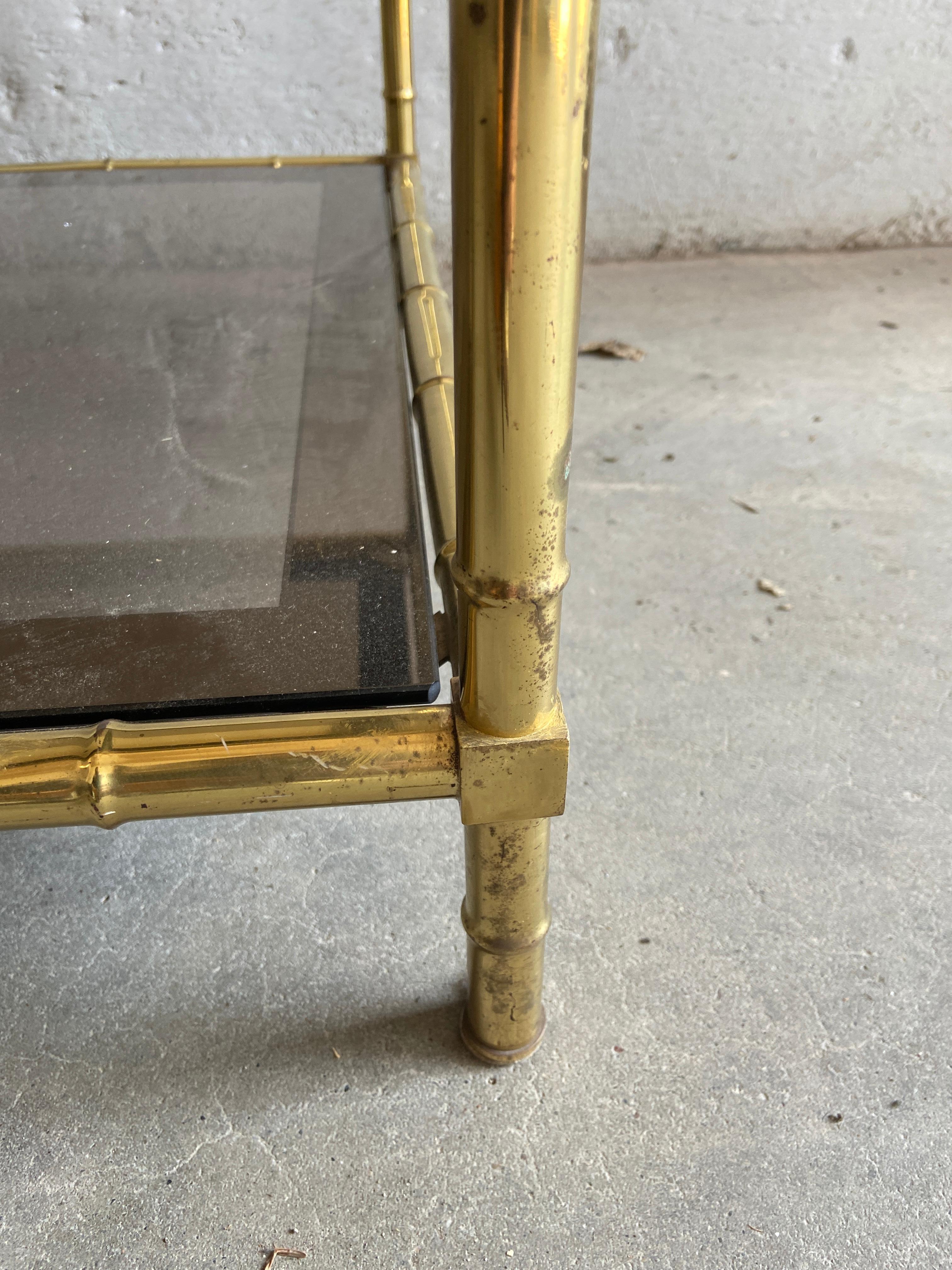 Mid-Century Modern French Two-Tier Maison Baguès Brass Coffee or Sofa Table For Sale 7