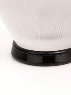 Mid century modern French Vase Lalique Style Frosted Glass Floral Motifs 60s