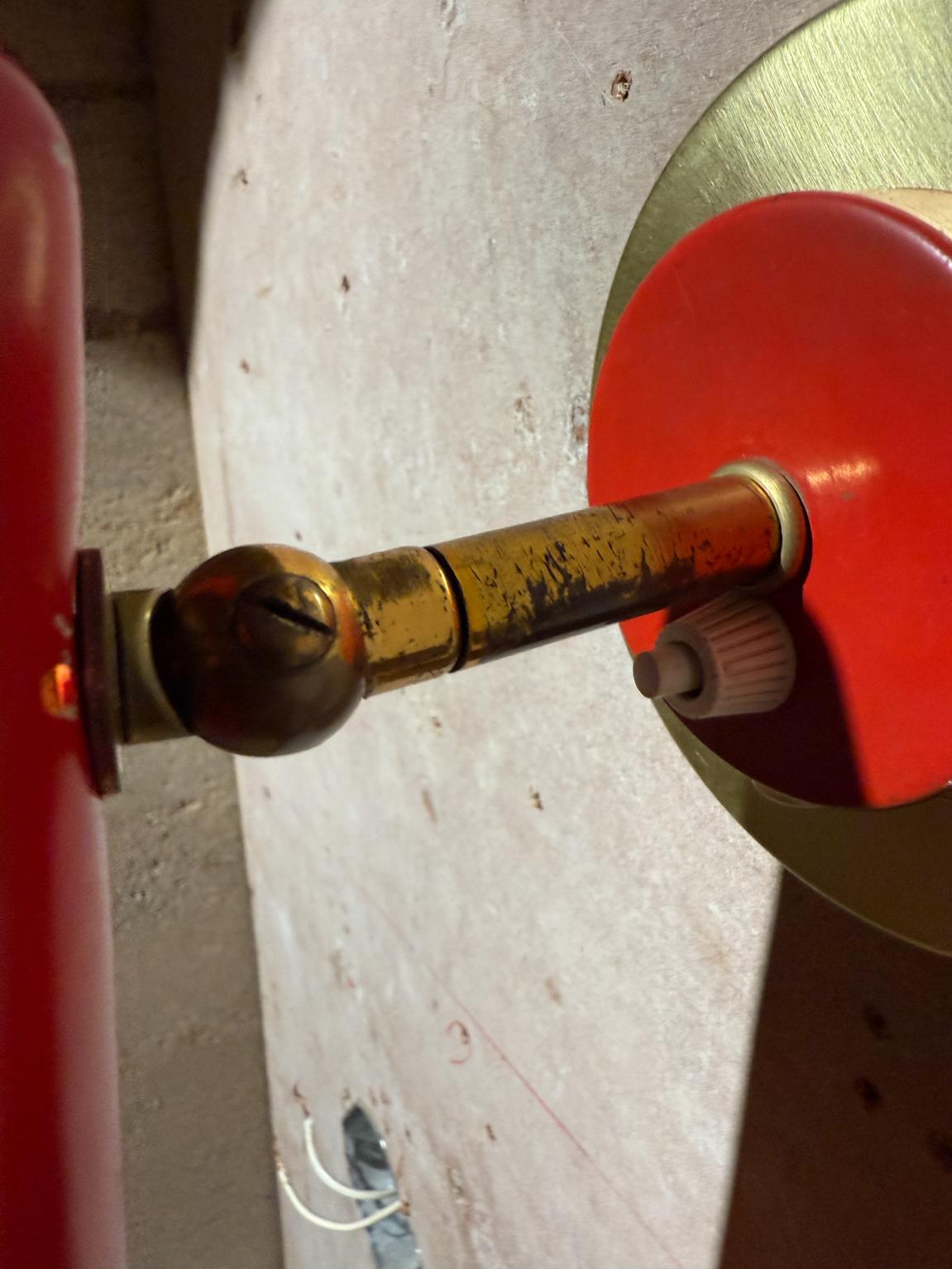 Painted Mid Century Modern French Wall Sconce Red For Sale