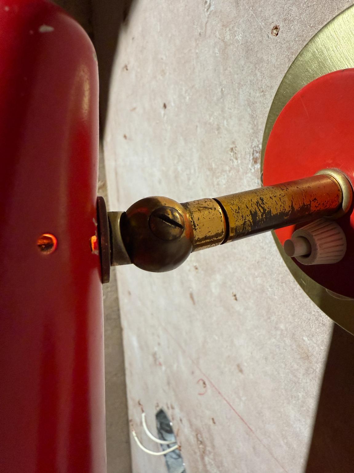 Mid Century Modern French Wall Sconce Red In Good Condition For Sale In Chula Vista, CA