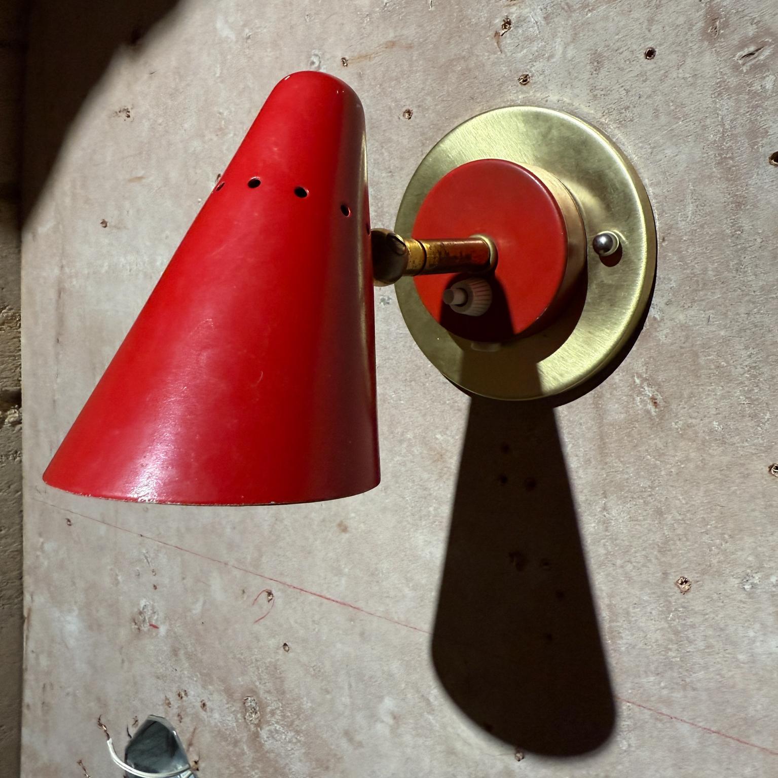 Mid Century Modern French Wall Sconce Red For Sale 2