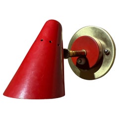 Mid Century Modern French Wall Sconce Red