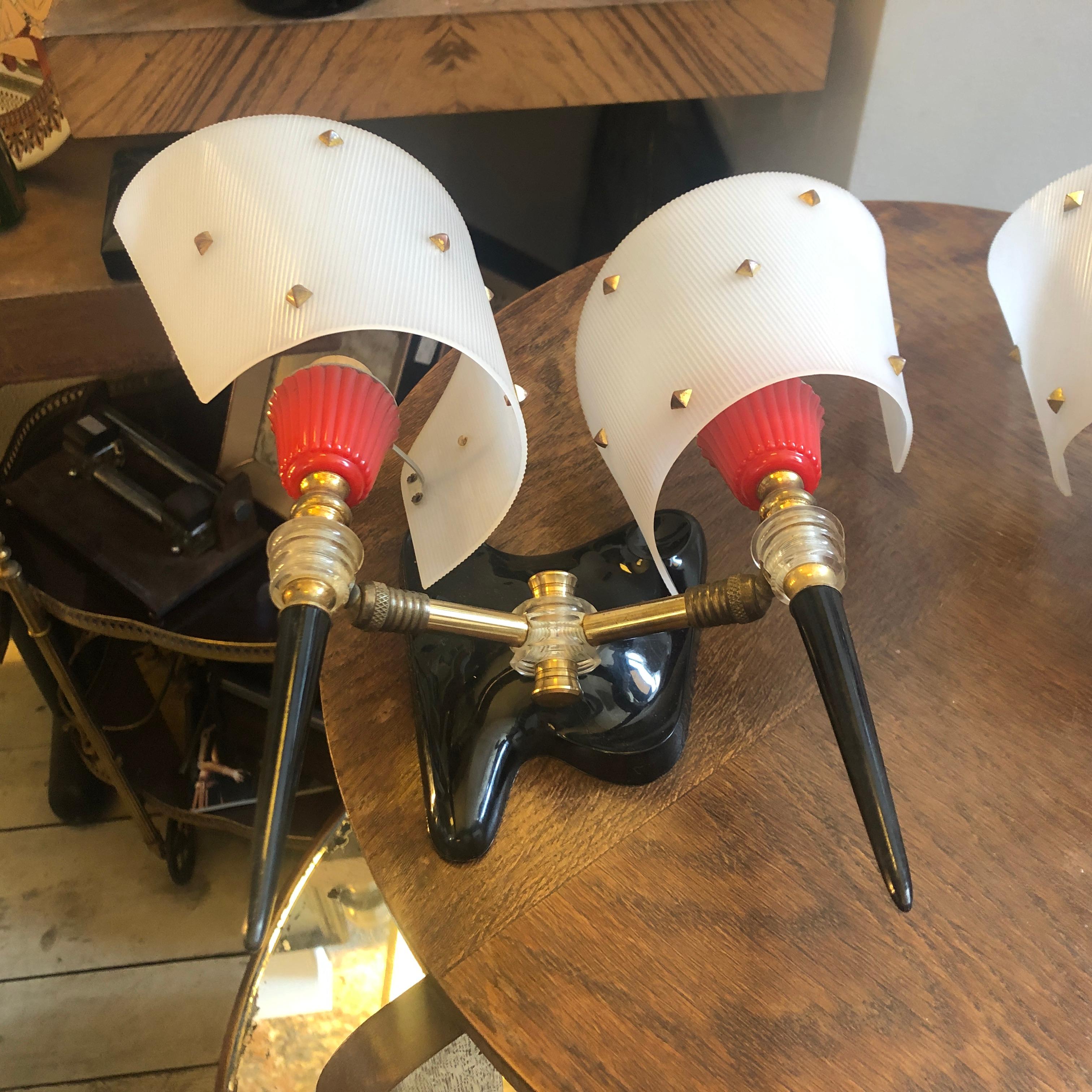 Mid-Century Modern French Wall Sconces, circa 1960 In Good Condition In Aci Castello, IT